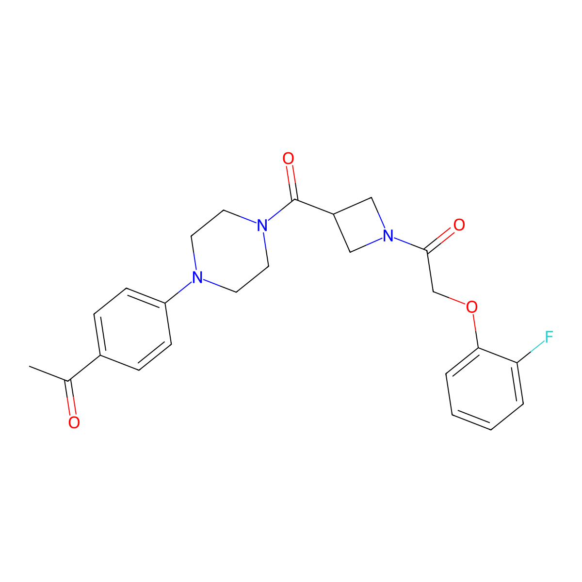 1-(3-(4-(4-Acetylphenyl)piperazine-1-carbonyl)azetidin-1-yl)-2-(2-fluorophenoxy)ethanone molecular structure, CAS 1351589-22-4