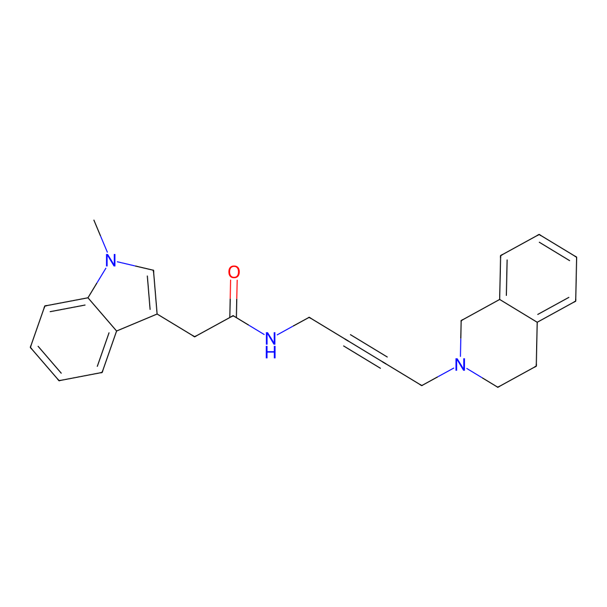 N-(4-(3,4-dihydroisoquinolin-2(1H)-yl)but-2-yn-1-yl)-2-(1-methyl-1H-indol-3-yl)acetamide molecular structure, CAS 1351589-25-7