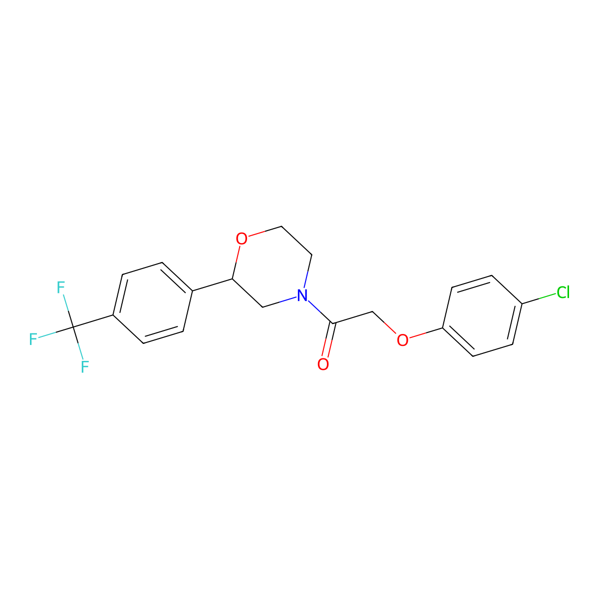 2-(4-Chlorophenoxy)-1-(2-(4-(trifluoromethyl)phenyl)morpholino)ethanone molecular structure, CAS 1351589-26-8