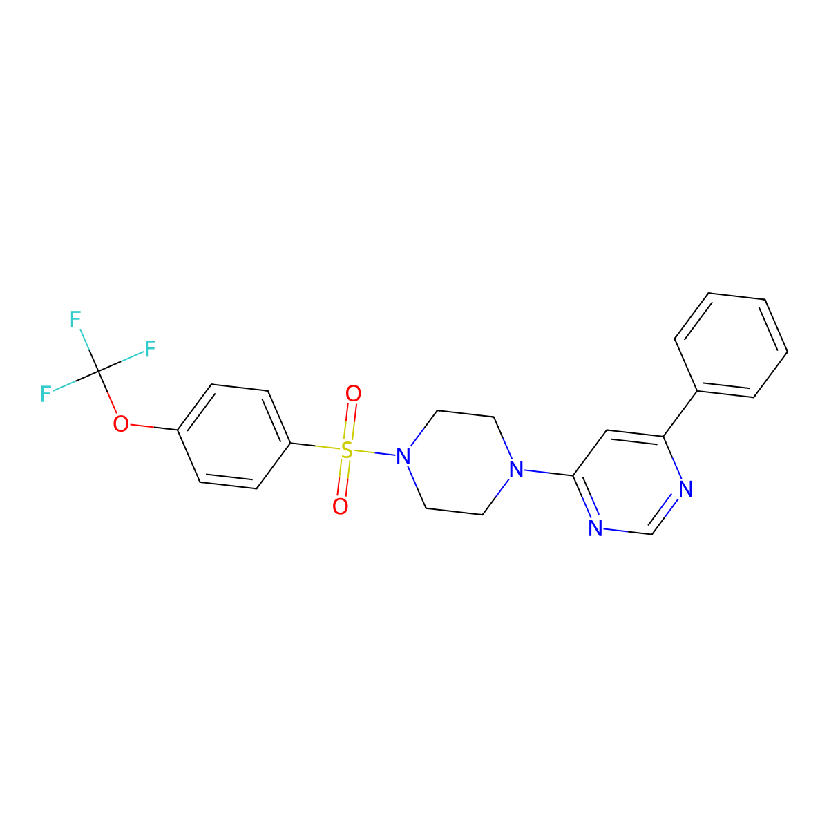 4-Phenyl-6-(4-((4-(trifluoromethoxy)phenyl)sulfonyl)piperazin-1-yl)pyrimidine molecular structure, CAS 1351589-28-0
