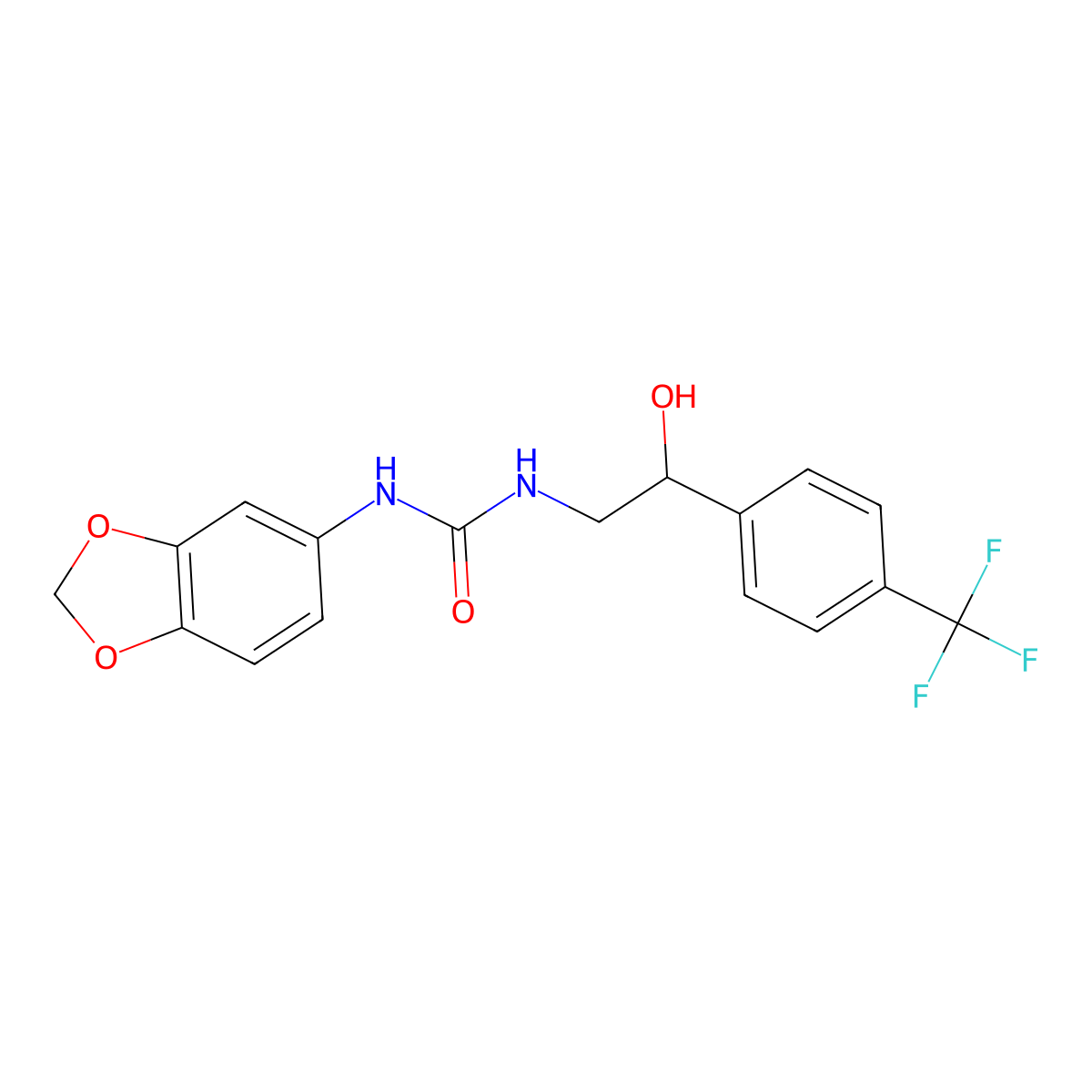 1-(Benzo[d][1,3]dioxol-5-yl)-3-(2-hydroxy-2-(4-(trifluoromethyl)phenyl)ethyl)urea molecular structure, CAS 1351589-29-1