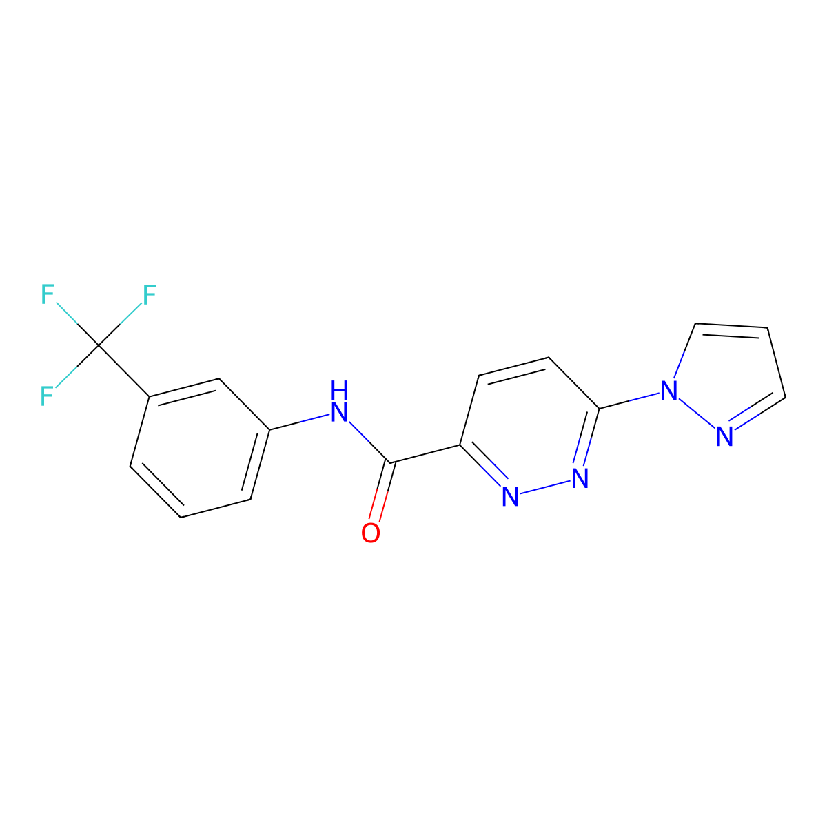 6-(1H-pyrazol-1-yl)-N-[3-(trifluoromethyl)phenyl]pyridazine-3-carboxamide molecular structure, CAS 1351589-30-4
