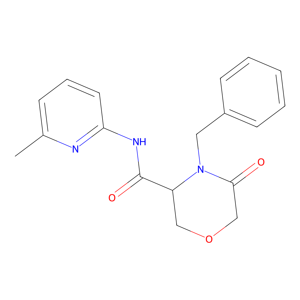 4-benzyl-N-(6-methylpyridin-2-yl)-5-oxomorpholine-3-carboxamide molecular structure, CAS 1351589-34-8