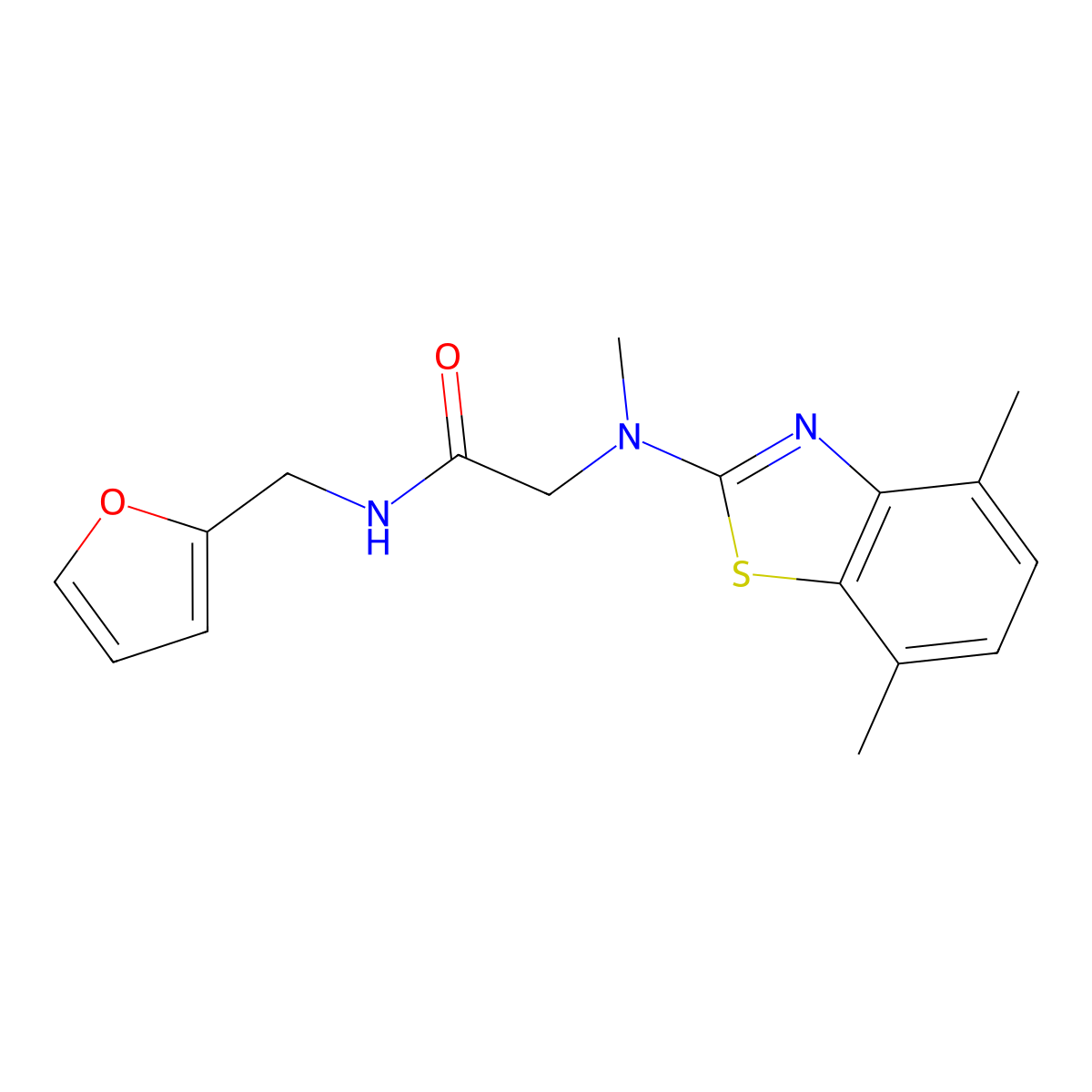 2-((4,7-dimethylbenzo[d]thiazol-2-yl)(methyl)amino)-N-(furan-2-ylmethyl)acetamide molecular structure, CAS 1351589-36-0