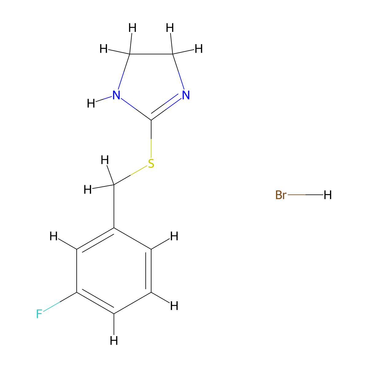 2-[(3-fluorobenzyl)thio]-4,5-dihydro-1H-imidazole hydrobromide molecular structure, CAS 1351589-37-1