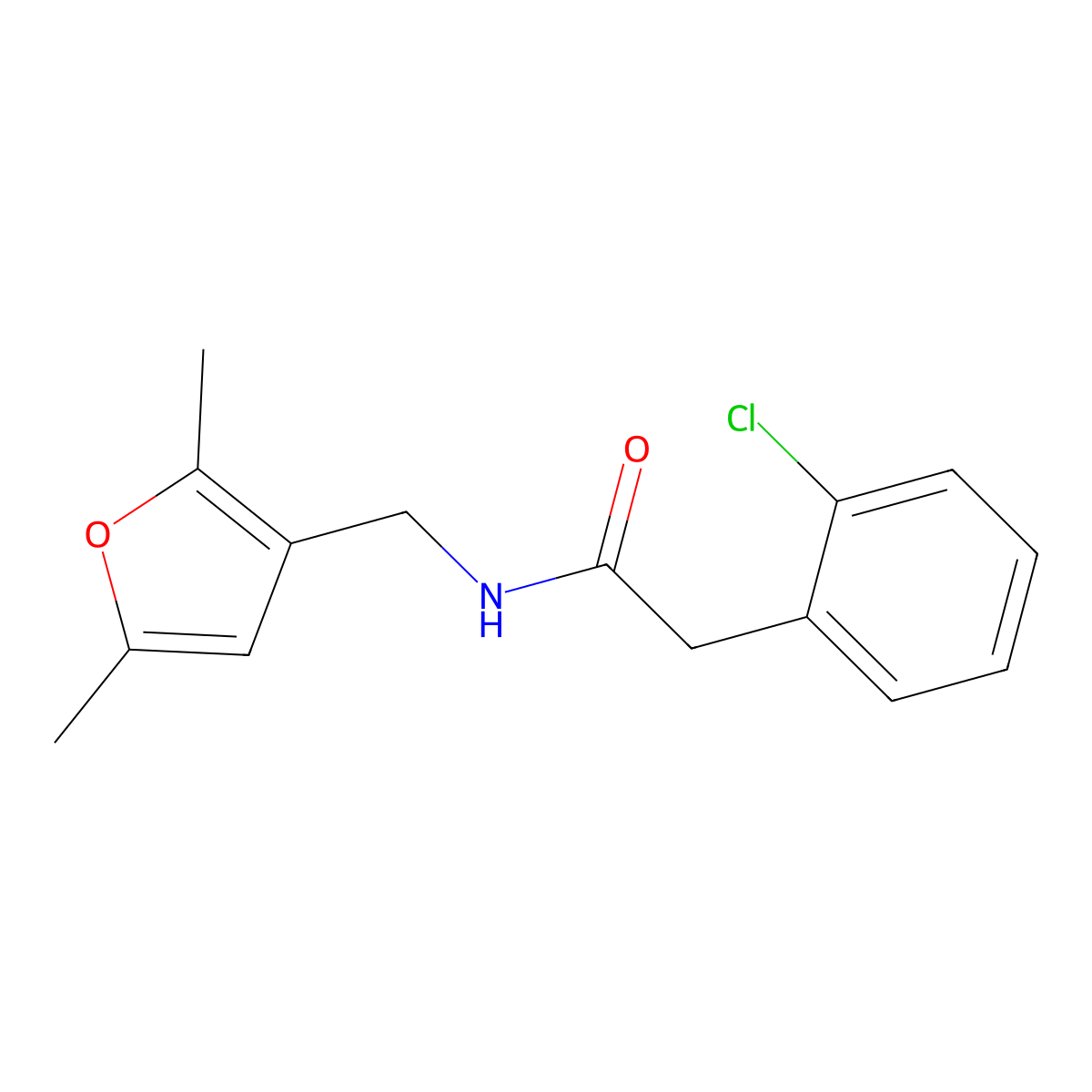 Benzeneacetamide, 2-chloro-N-[(2,5-dimethyl-3-furanyl)methyl]- molecular structure, CAS 1351589-38-2
