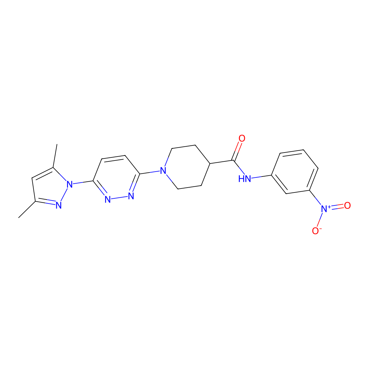 1-(6-(3,5-dimethyl-1H-pyrazol-1-yl)pyridazin-3-yl)-N-(3-nitrophenyl)piperidine-4-carboxamide molecular structure, CAS 1351589-39-3