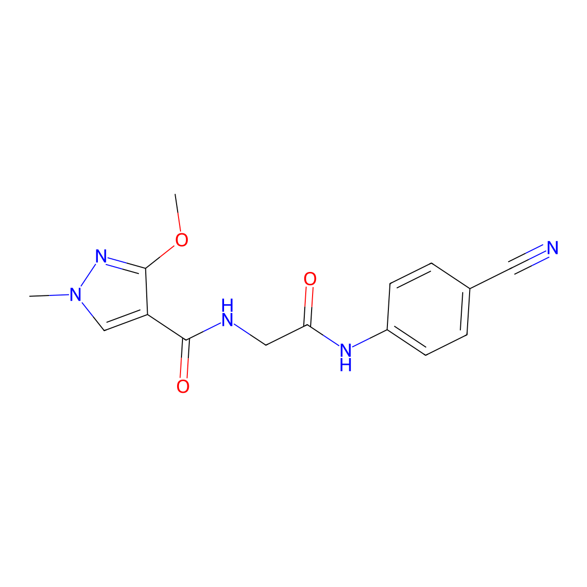 N-(2-((4-cyanophenyl)amino)-2-oxoethyl)-3-methoxy-1-methyl-1H-pyrazole-4-carboxamide molecular structure, CAS 1351589-42-8