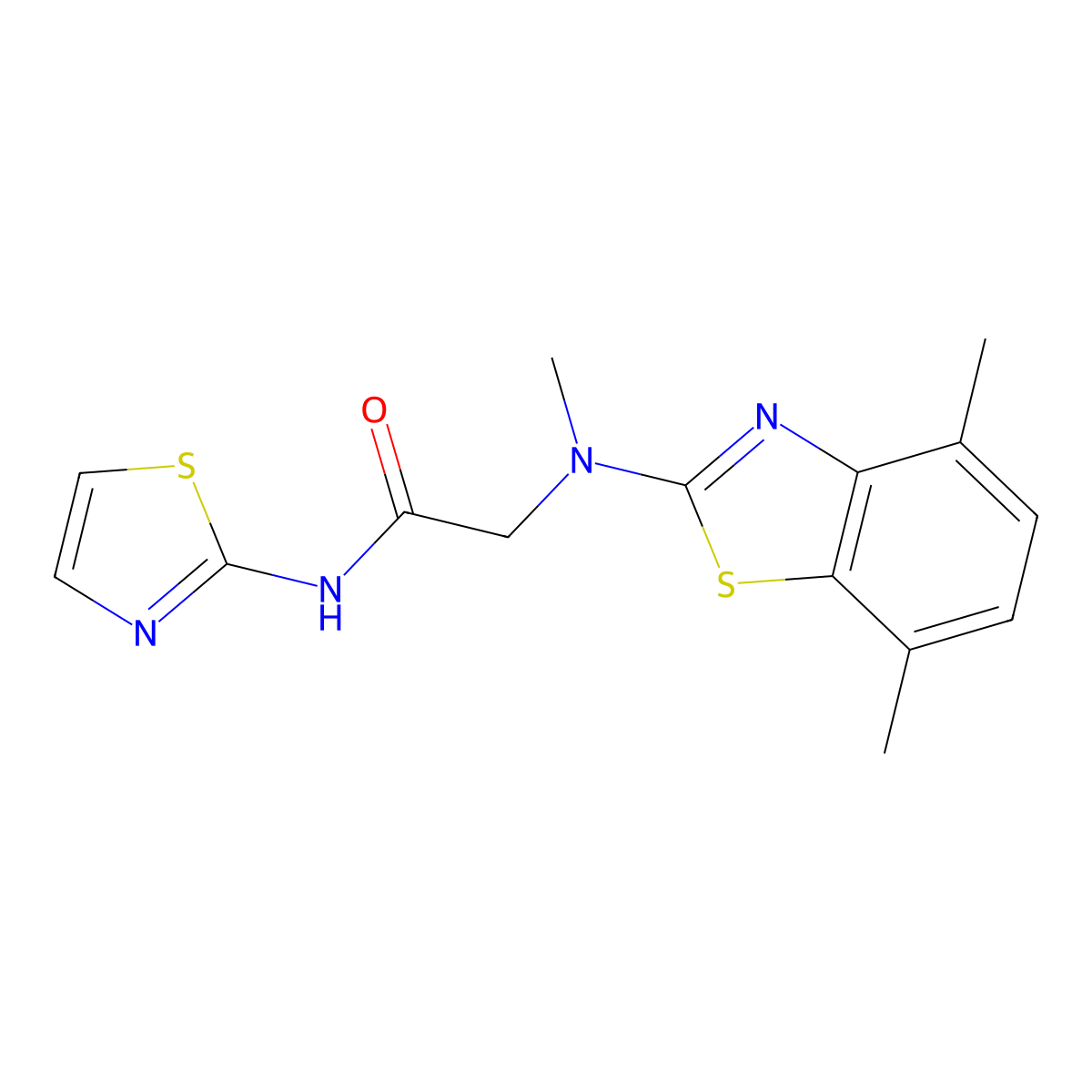 2-((4,7-dimethylbenzo[d]thiazol-2-yl)(methyl)amino)-N-(thiazol-2-yl)acetamide molecular structure, CAS 1351589-43-9