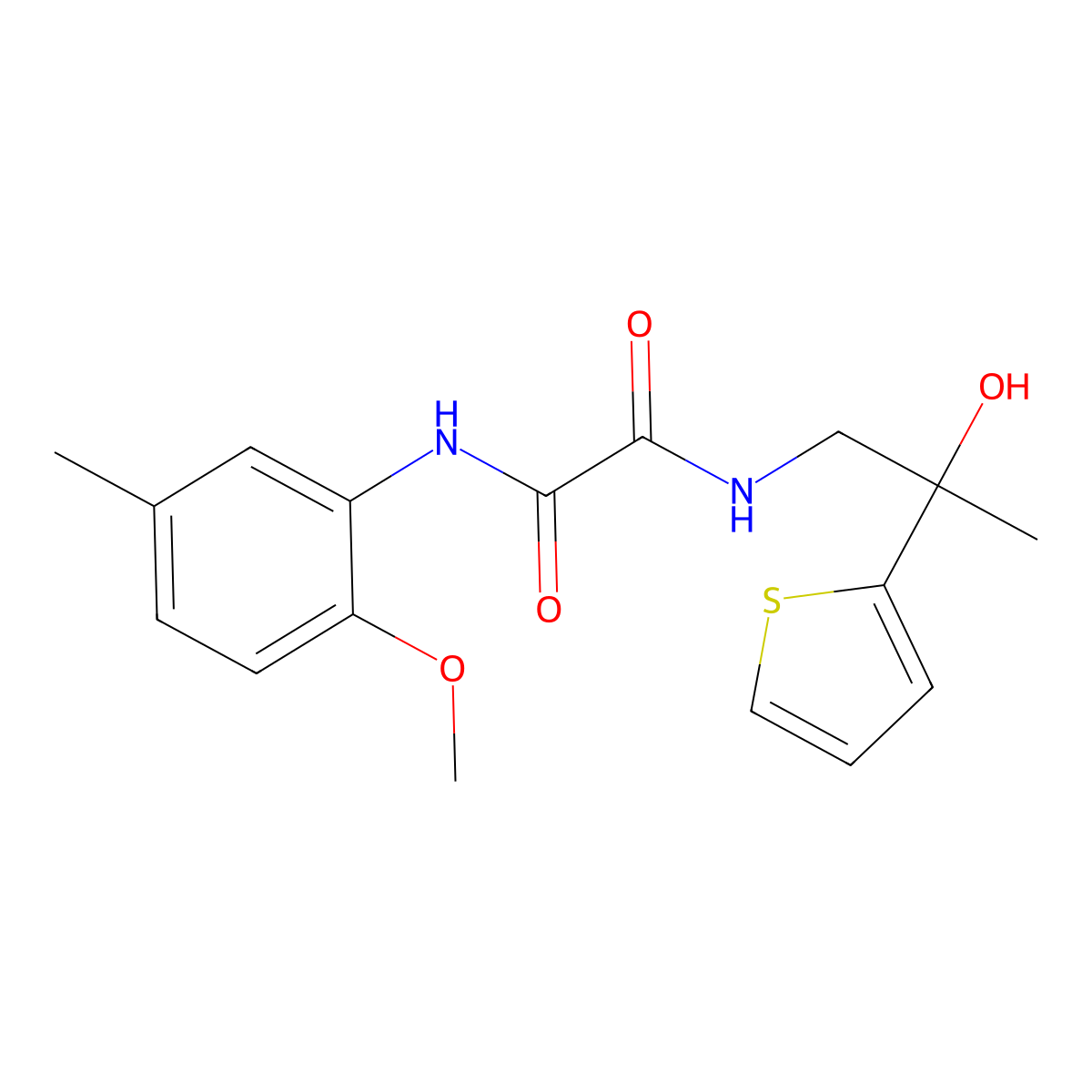N1-(2-hydroxy-2-(thiophen-2-yl)propyl)-N2-(2-methoxy-5-methylphenyl)oxalamide molecular structure, CAS 1351589-48-4