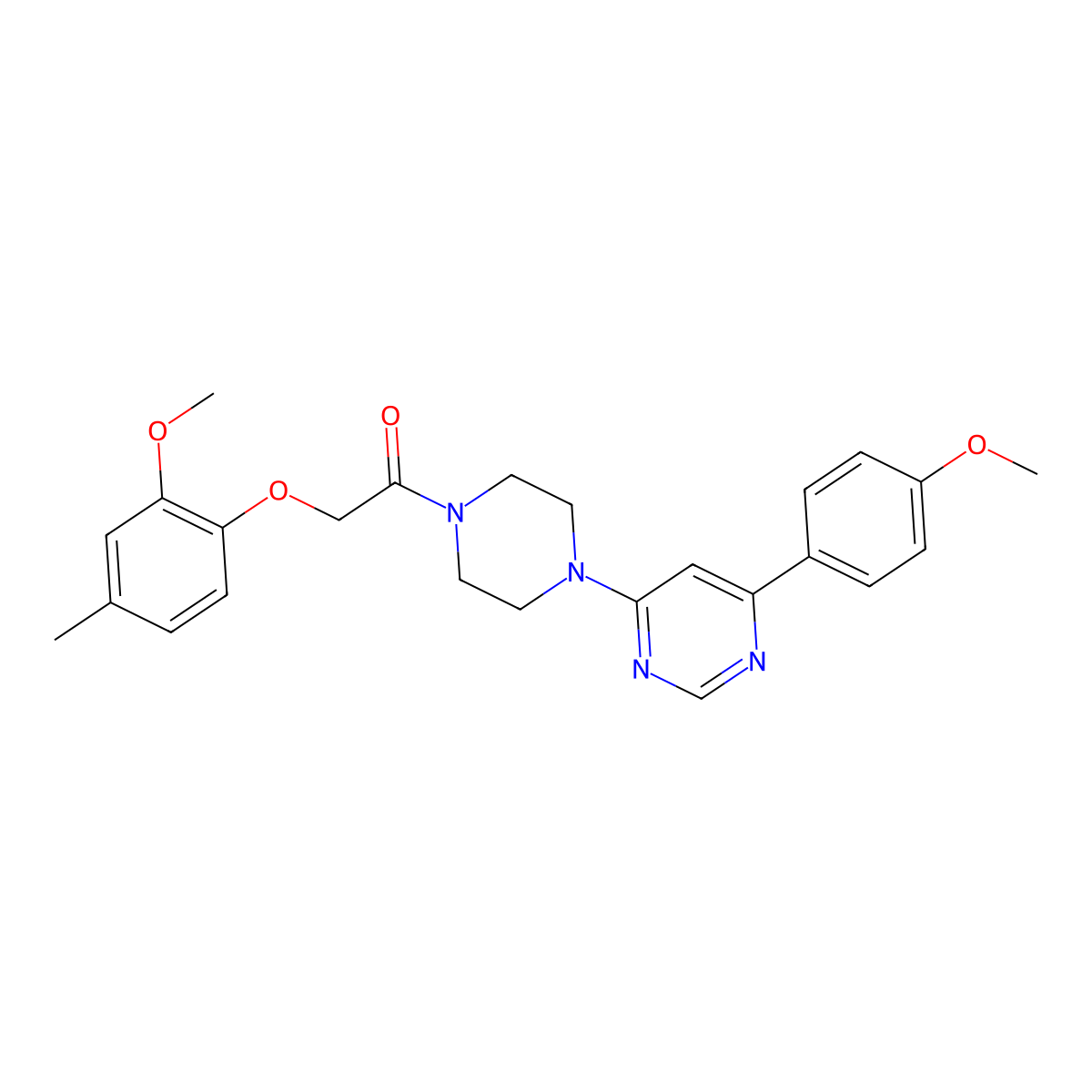 2-(2-Methoxy-4-methylphenoxy)-1-(4-(6-(4-methoxyphenyl)pyrimidin-4-yl)piperazin-1-yl)ethanone molecular structure, CAS 1351589-55-3