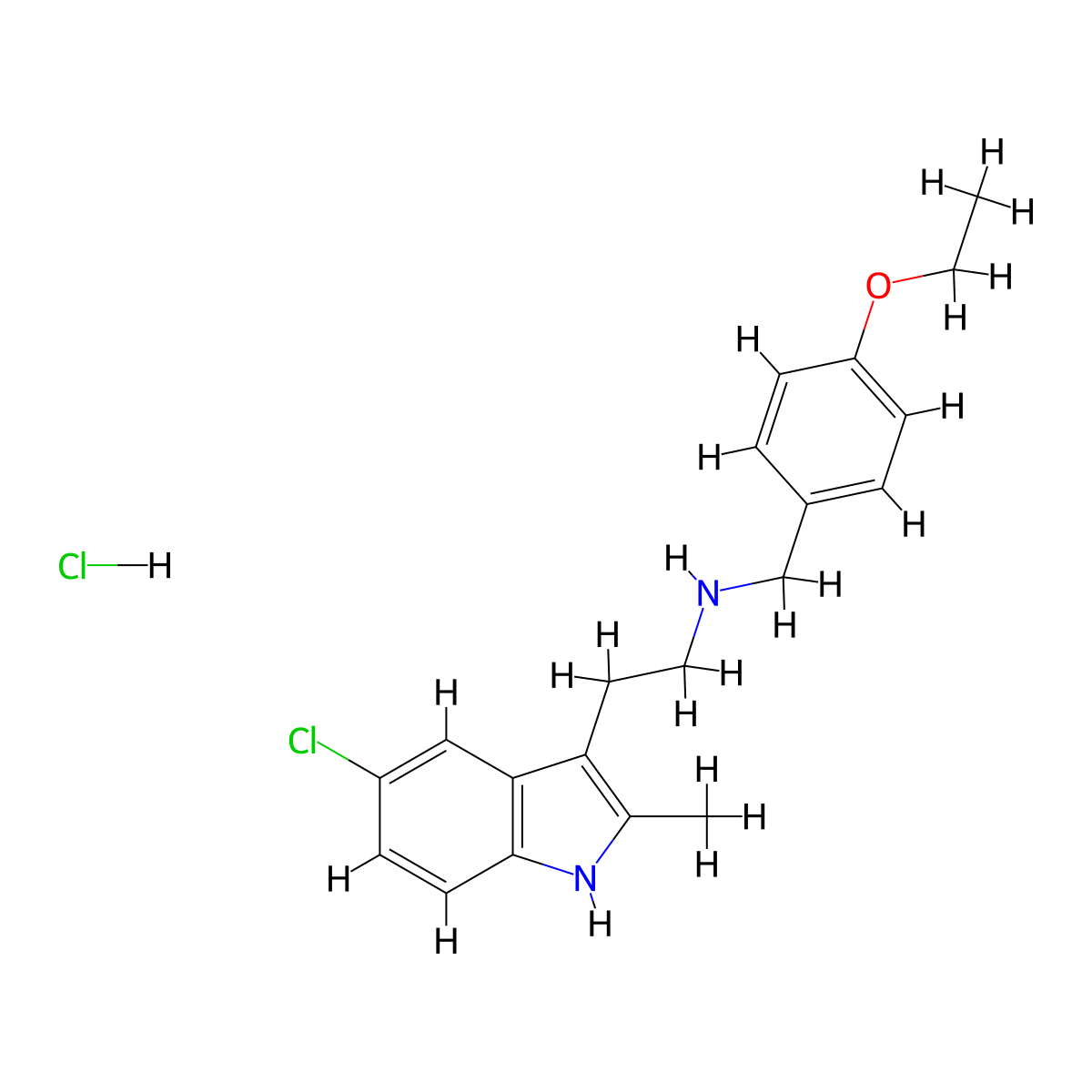 2-(5-chloro-2-methyl-1H-indol-3-yl)-N-(4-ethoxybenzyl)ethanamine hydrochloride molecular structure, CAS 1351589-56-4