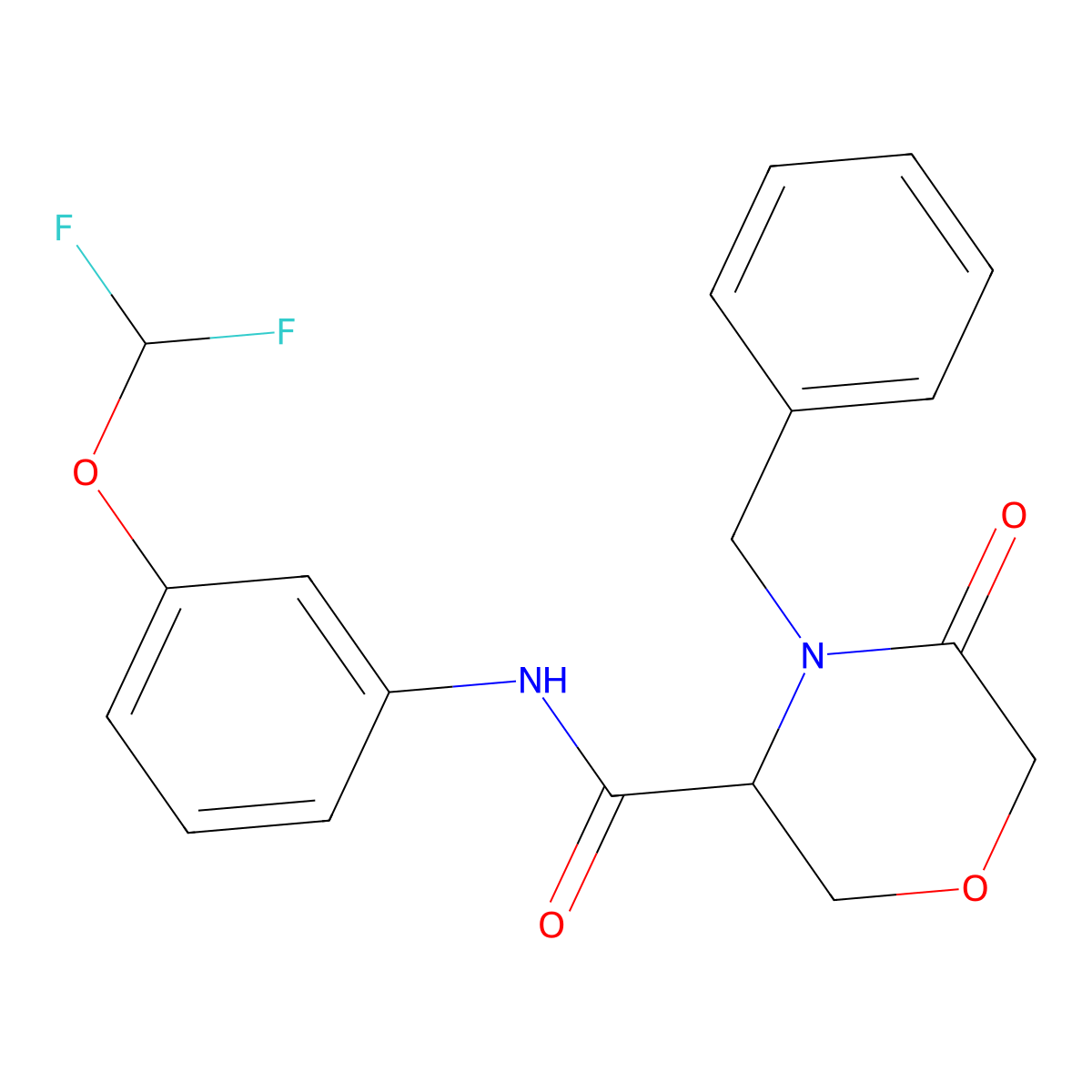 4-benzyl-N-(3-(difluoromethoxy)phenyl)-5-oxomorpholine-3-carboxamide molecular structure, CAS 1351589-61-1