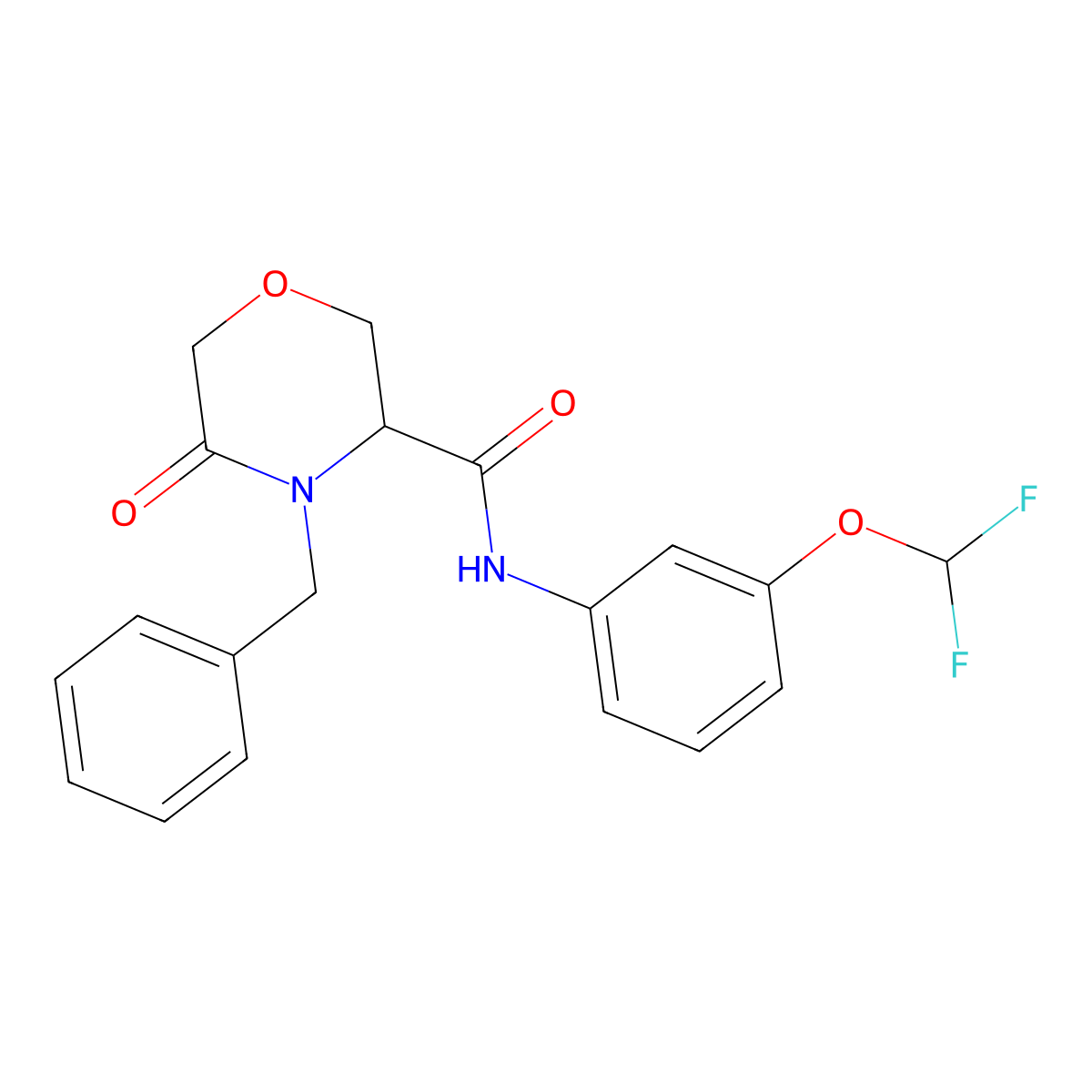 4-benzyl-N-(3-(difluoromethoxy)phenyl)-5-oxomorpholine-3-carboxamide molecular structure, CAS 1351589-61-1