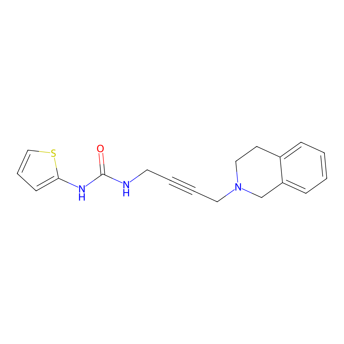 1-(4-(3,4-dihydroisoquinolin-2(1H)-yl)but-2-yn-1-yl)-3-(thiophen-2-yl)urea molecular structure, CAS 1351589-62-2