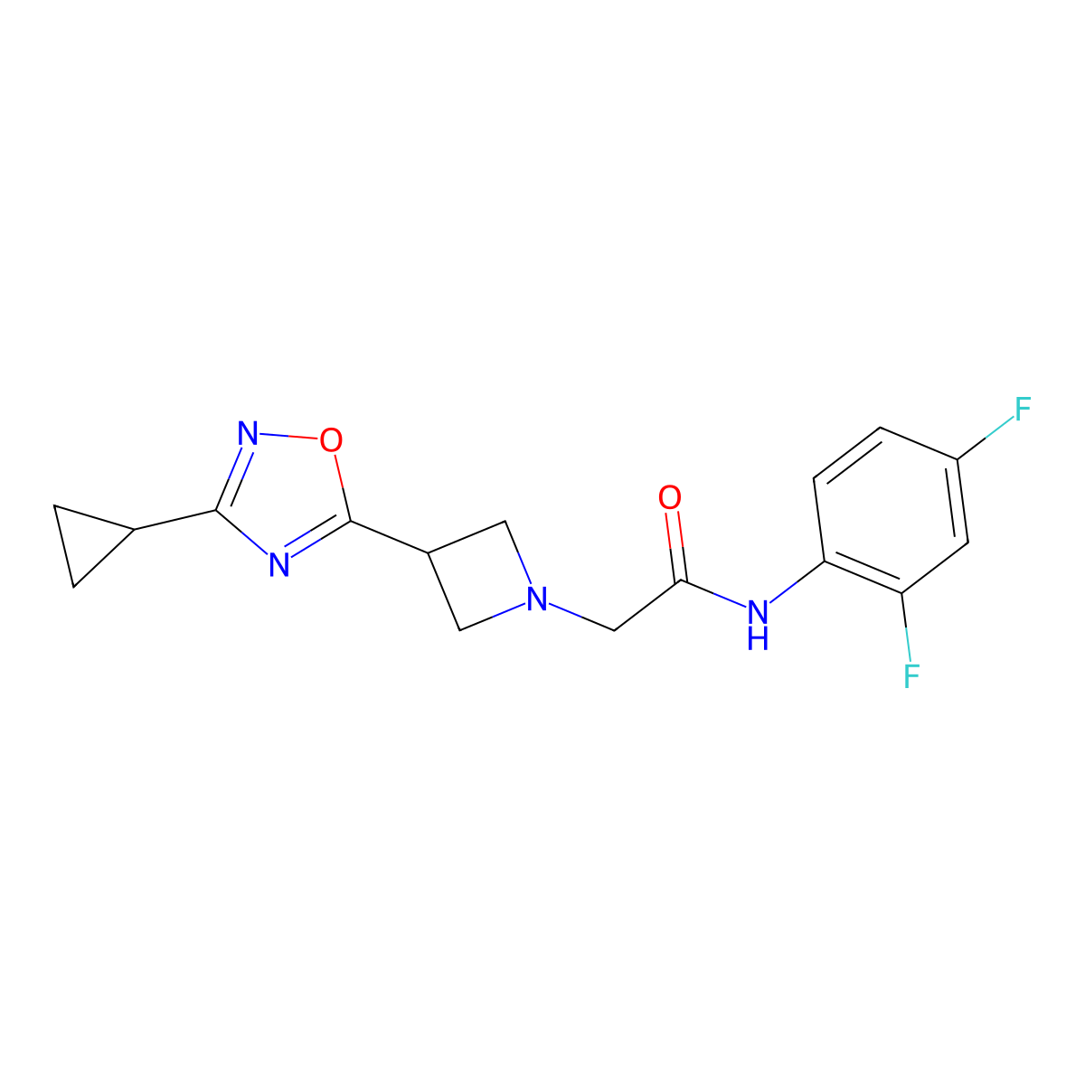 2-[3-(3-cyclopropyl-1,2,4-oxadiazol-5-yl)azetidin-1-yl]-N-(2,4-difluorophenyl)acetamide molecular structure, CAS 1351589-68-8