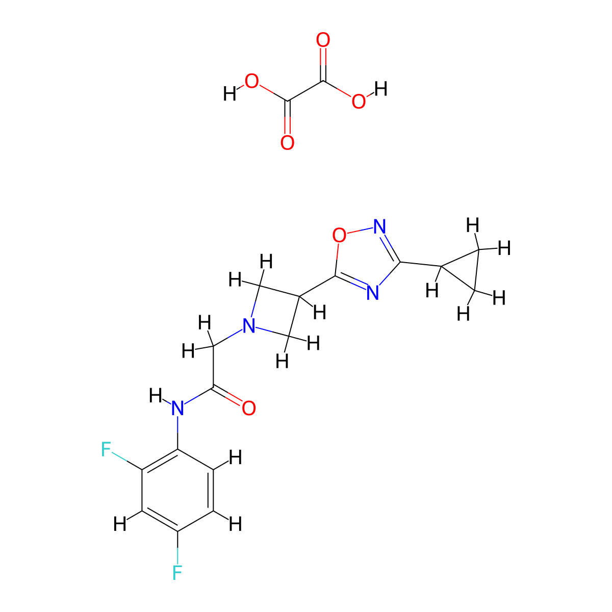 2-(3-(3-cyclopropyl-1,2,4-oxadiazol-5-yl)azetidin-1-yl)-N-(2,4-difluorophenyl)acetamide oxalate molecular structure, CAS 1351589-69-9
