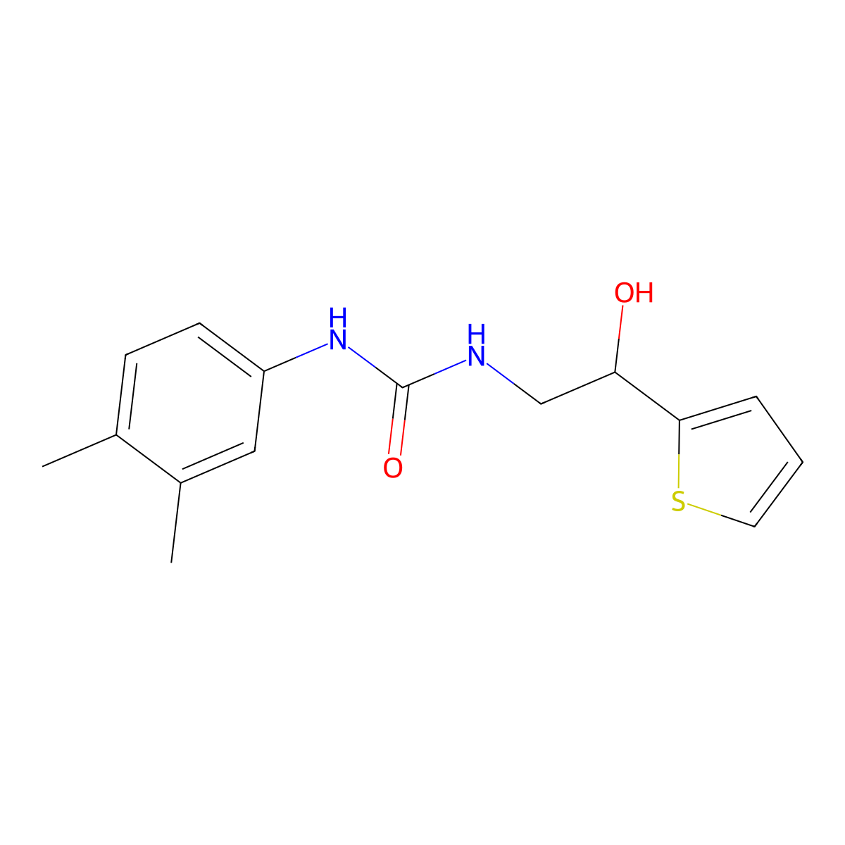 1-(3,4-Dimethylphenyl)-3-[2-hydroxy-2-(thiophen-2-yl)ethyl]urea molecular structure, CAS 1351589-93-9
