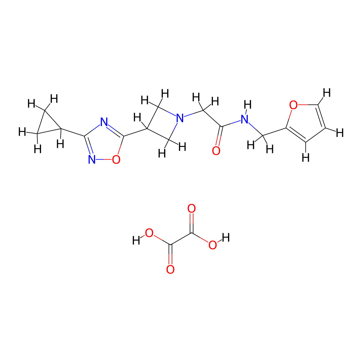 2-(3-(3-cyclopropyl-1,2,4-oxadiazol-5-yl)azetidin-1-yl)-N-(furan-2-ylmethyl)acetamide oxalate molecular structure, CAS 1351590-00-5