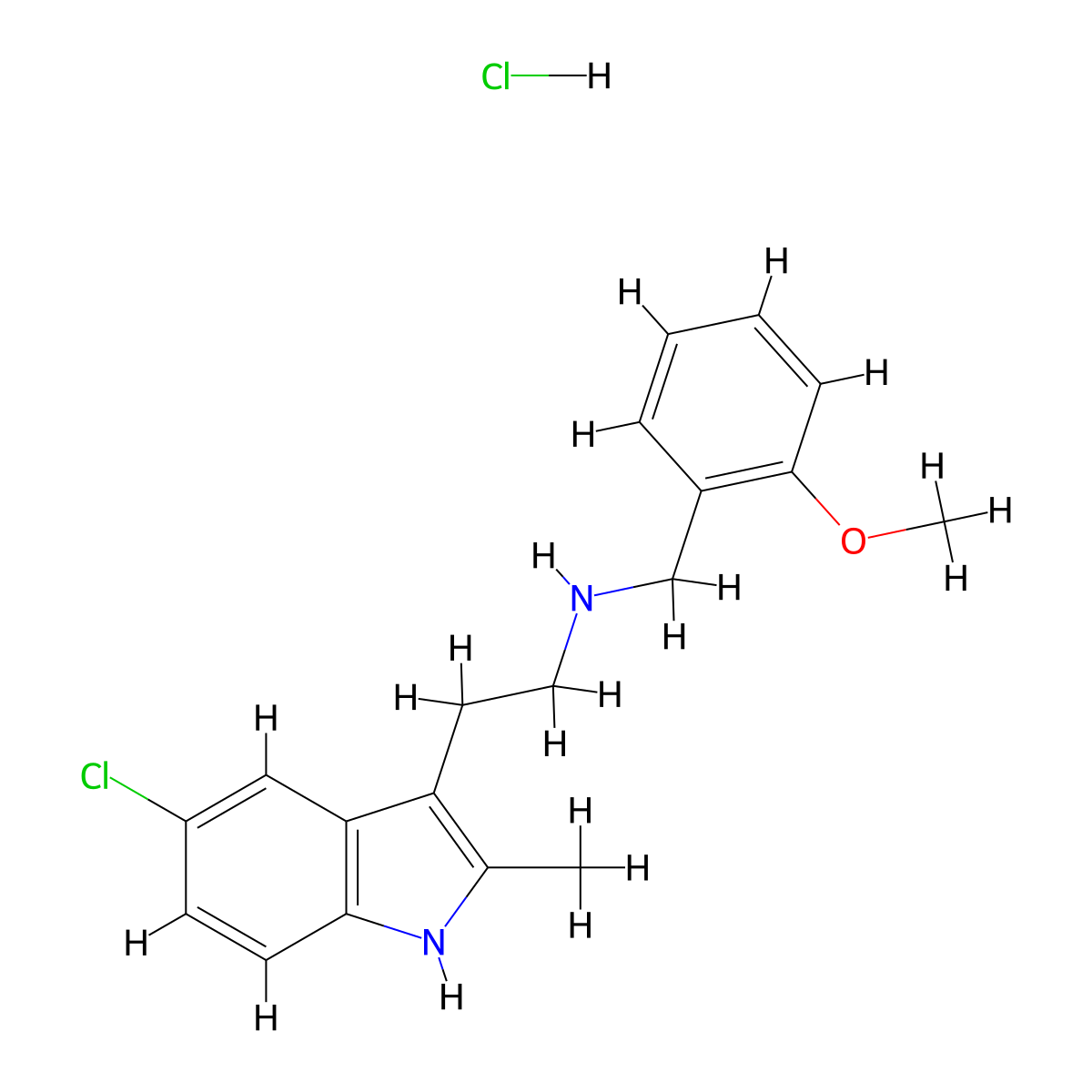 2-(5-chloro-2-methyl-1H-indol-3-yl)-N-(2-methoxybenzyl)ethanamine hydrochloride molecular structure, CAS 1351590-10-7