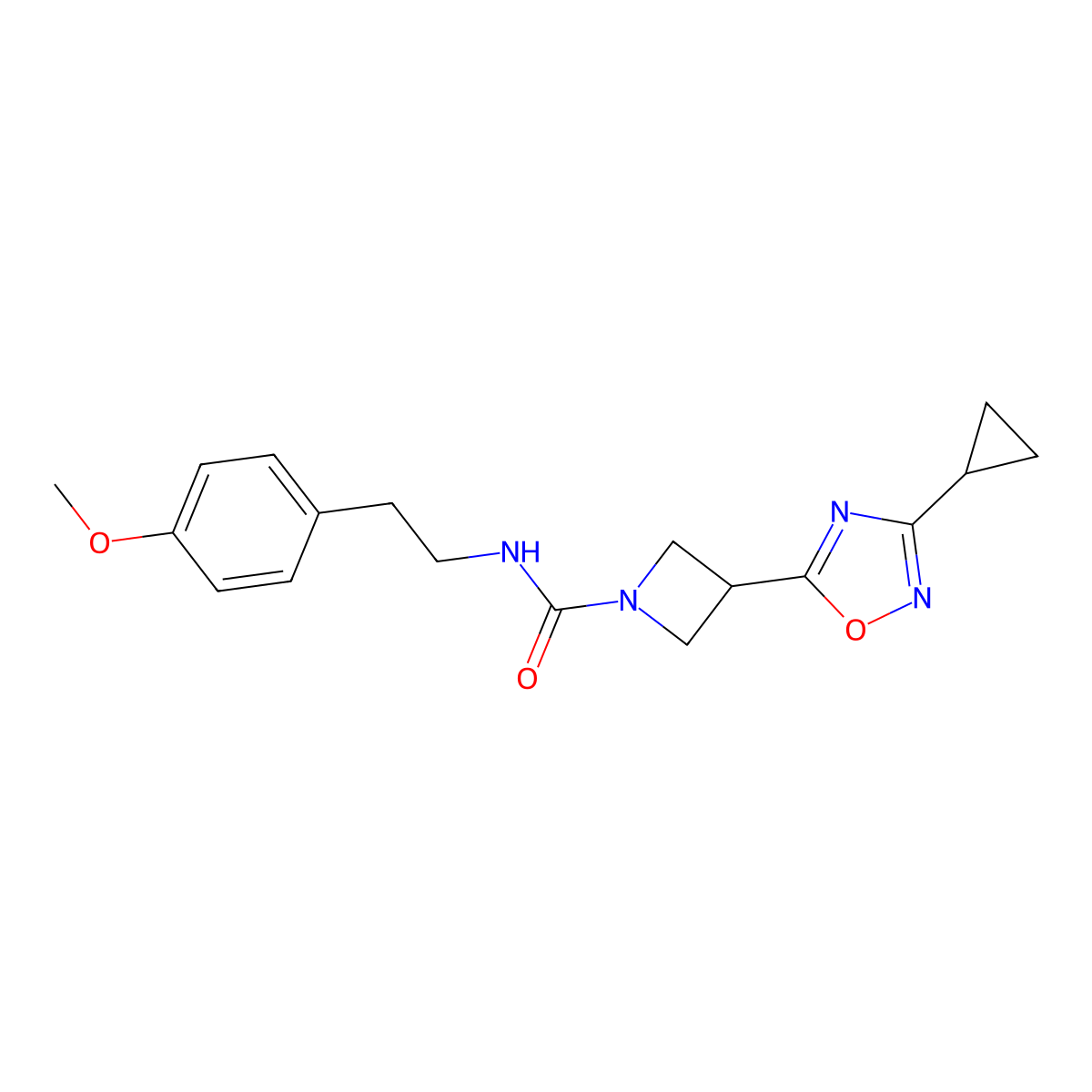 3-(3-cyclopropyl-1,2,4-oxadiazol-5-yl)-N-(4-methoxyphenethyl)azetidine-1-carboxamide molecular structure, CAS 1351590-18-5