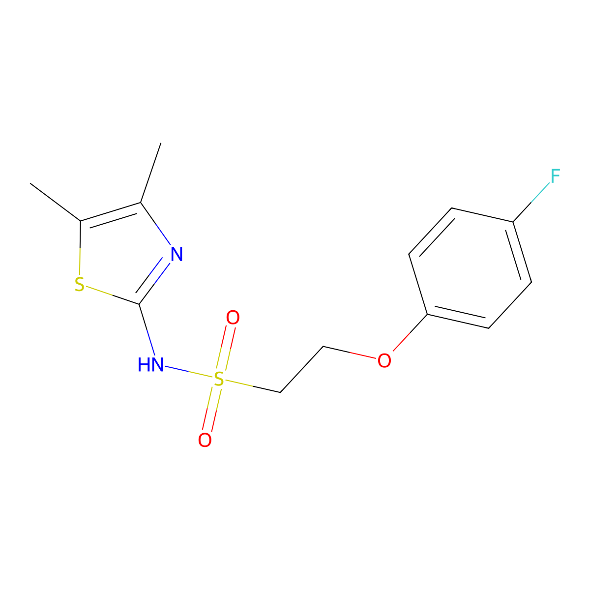 N-(4,5-dimethylthiazol-2-yl)-2-(4-fluorophenoxy)ethanesulfonamide molecular structure, CAS 1351590-21-0
