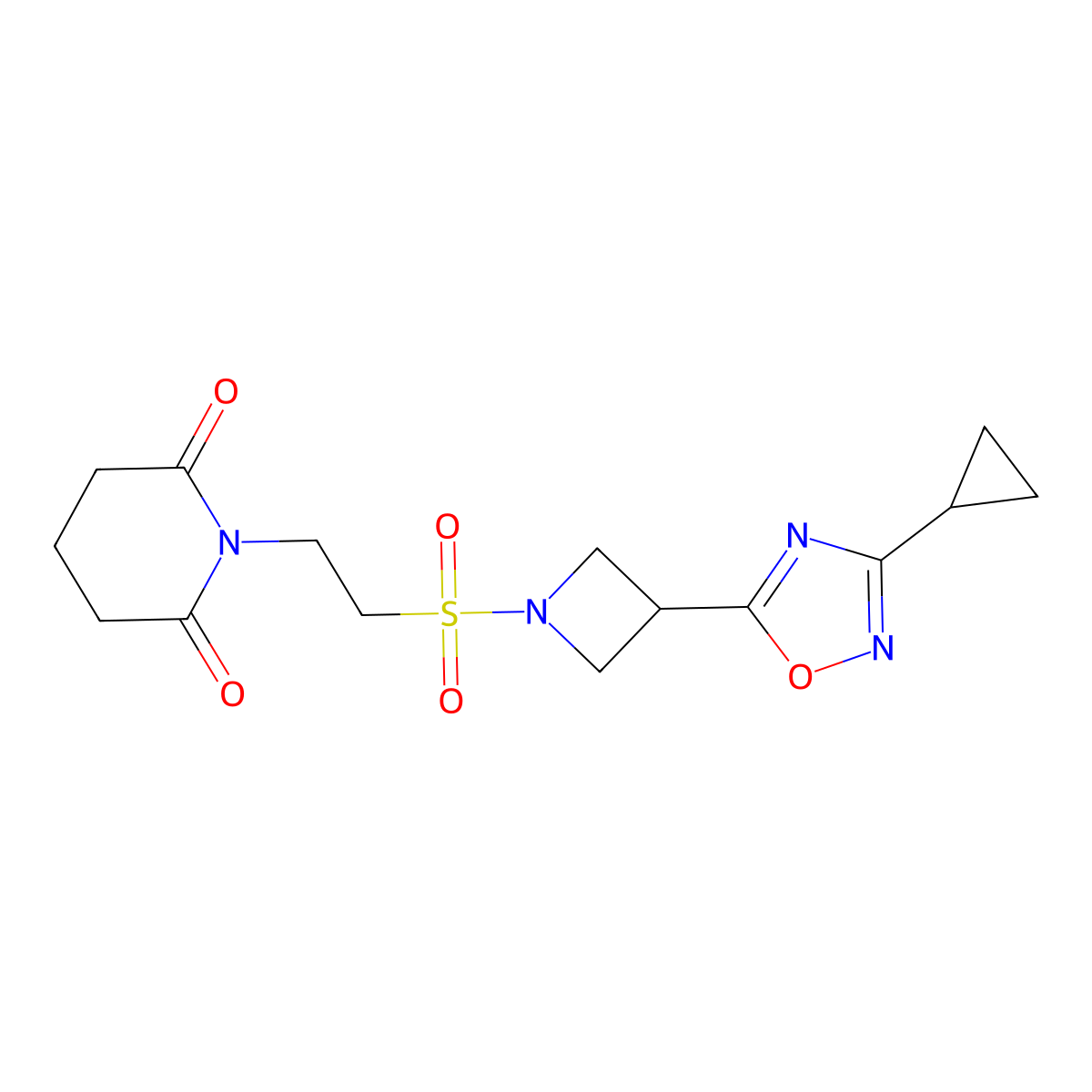 1-(2-{[3-(3-Cyclopropyl-1,2,4-oxadiazol-5-yl)azetidin-1-yl]sulfonyl}ethyl)piperidine-2,6-dione molecular structure, CAS 1351590-26-5