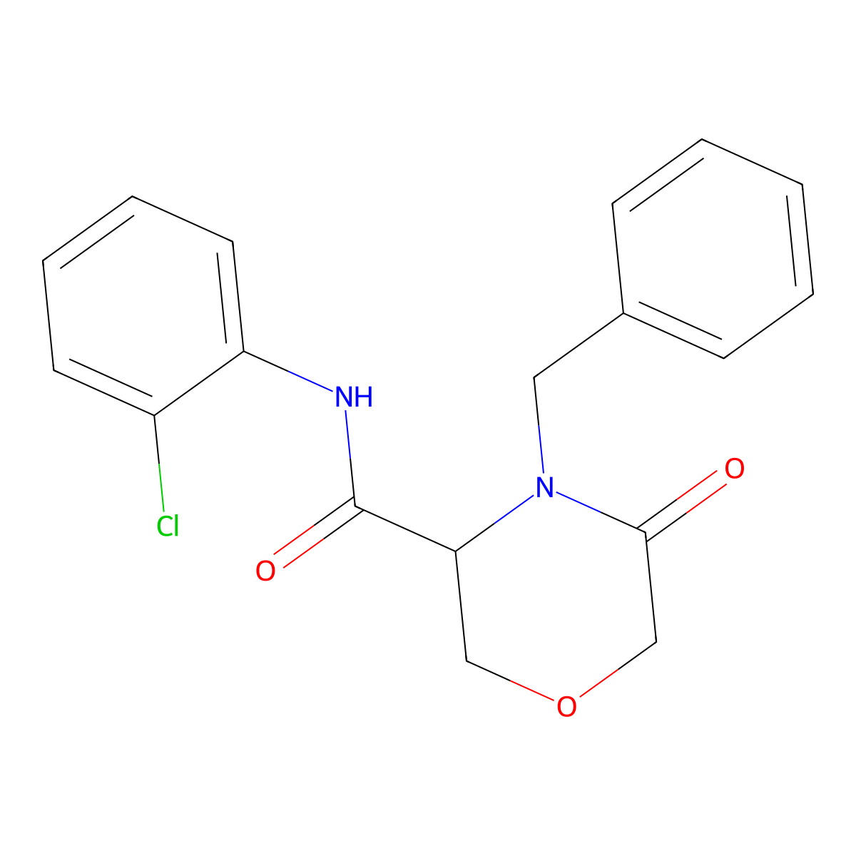 4-benzyl-N-(2-chlorophenyl)-5-oxomorpholine-3-carboxamide molecular structure, CAS 1351590-32-3