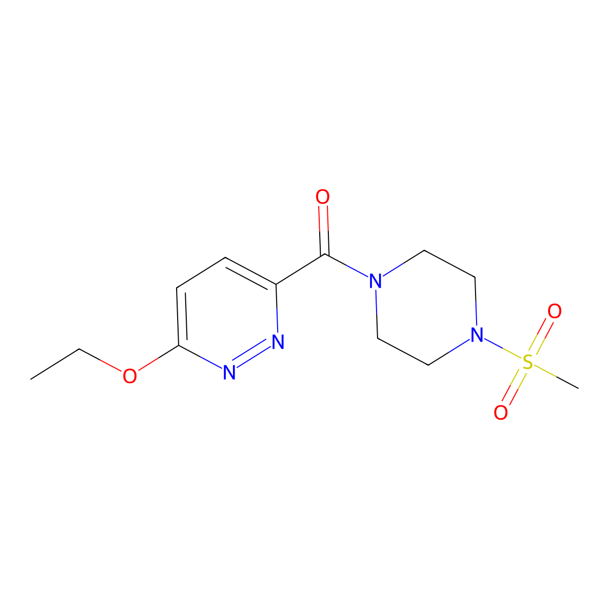 (6-Ethoxypyridazin-3-yl)(4-(methylsulfonyl)piperazin-1-yl)methanone molecular structure, CAS 1351590-36-7