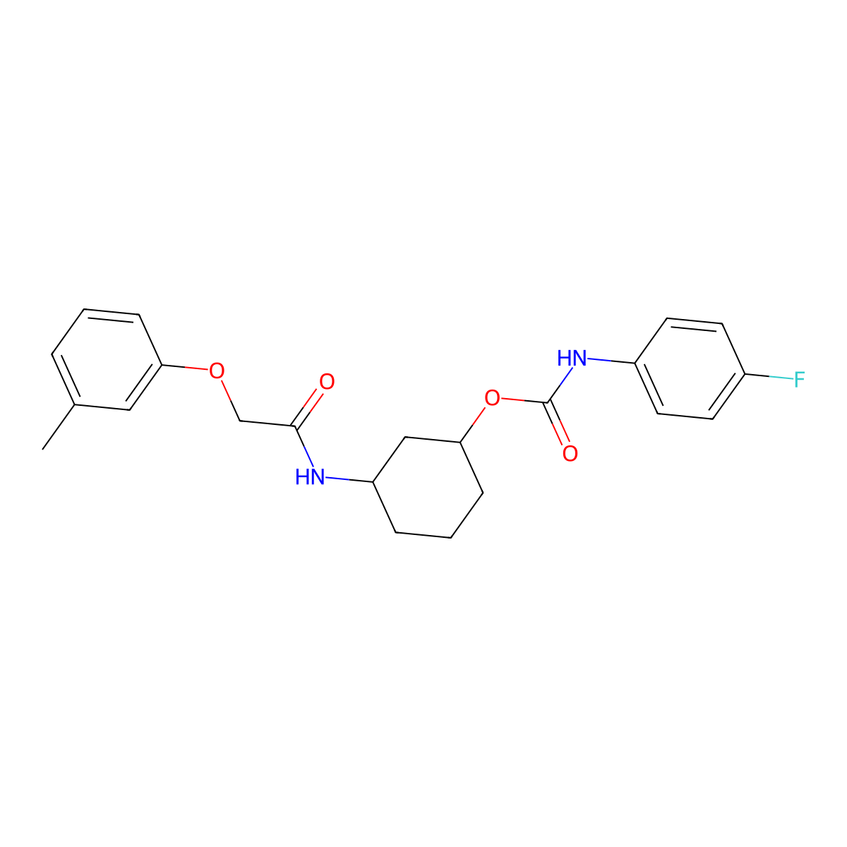 3-(2-(m-Tolyloxy)acetamido)cyclohexyl (4-fluorophenyl)carbamate molecular structure, CAS 1351590-42-5