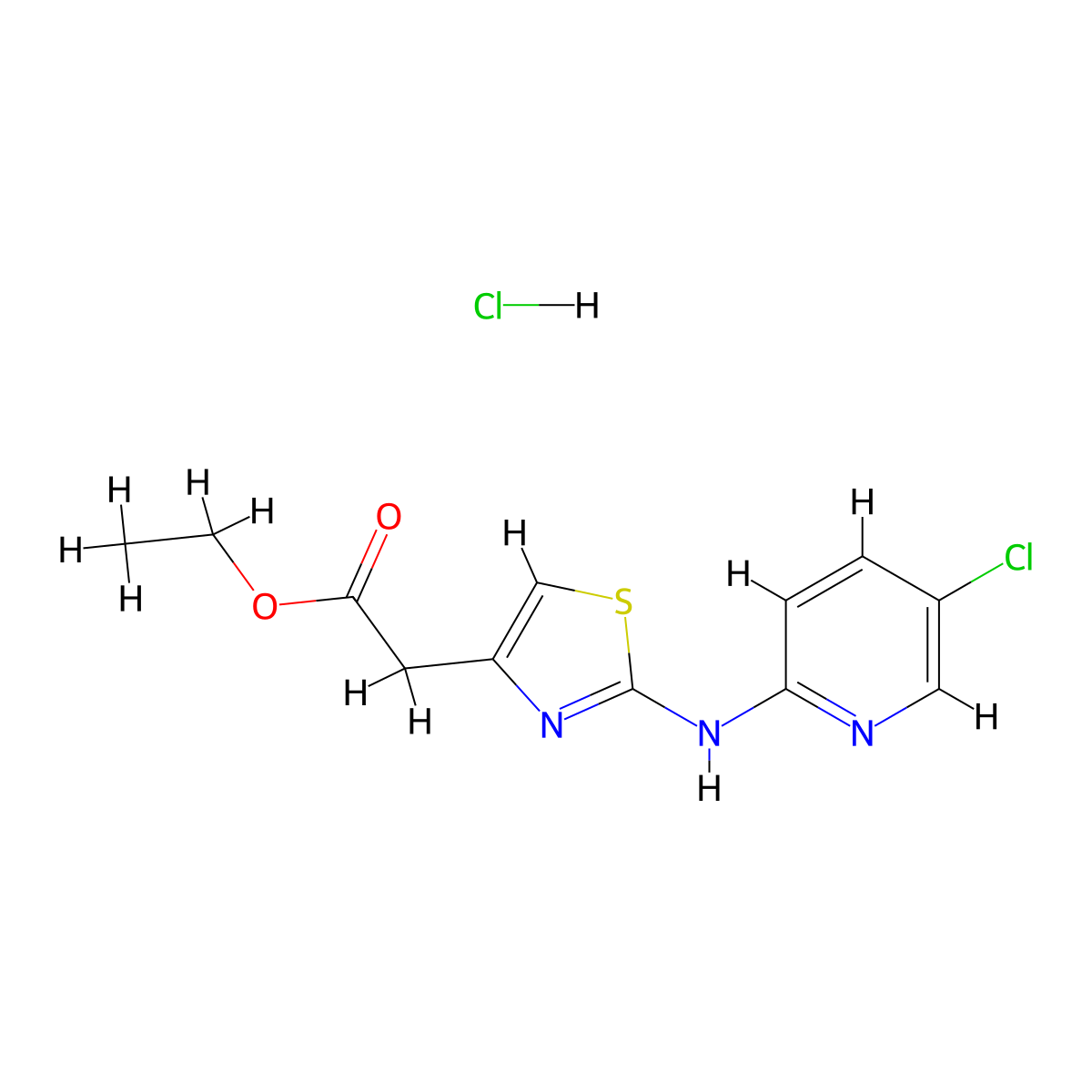 Ethyl 2-(2-((5-chloropyridin-2-yl)amino)thiazol-4-yl)acetate hydrochloride molecular structure, CAS 1351590-46-9
