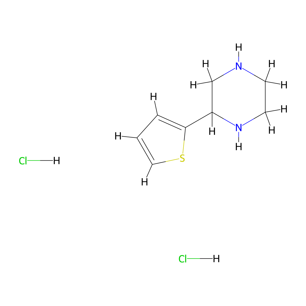 2-(Thiophen-2-yl)piperazine dihydrochloride molecular structure, CAS 1351590-47-0