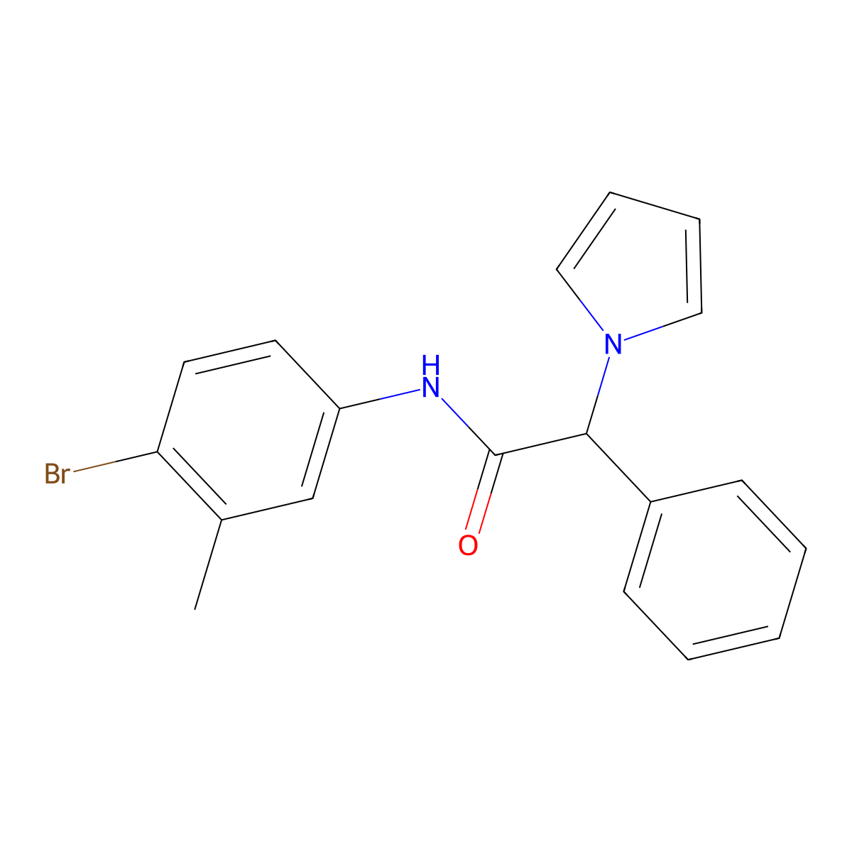 N-(4-bromo-3-methylphenyl)-2-phenyl-2-(1H-pyrrol-1-yl)acetamide molecular structure, CAS 1351590-48-1