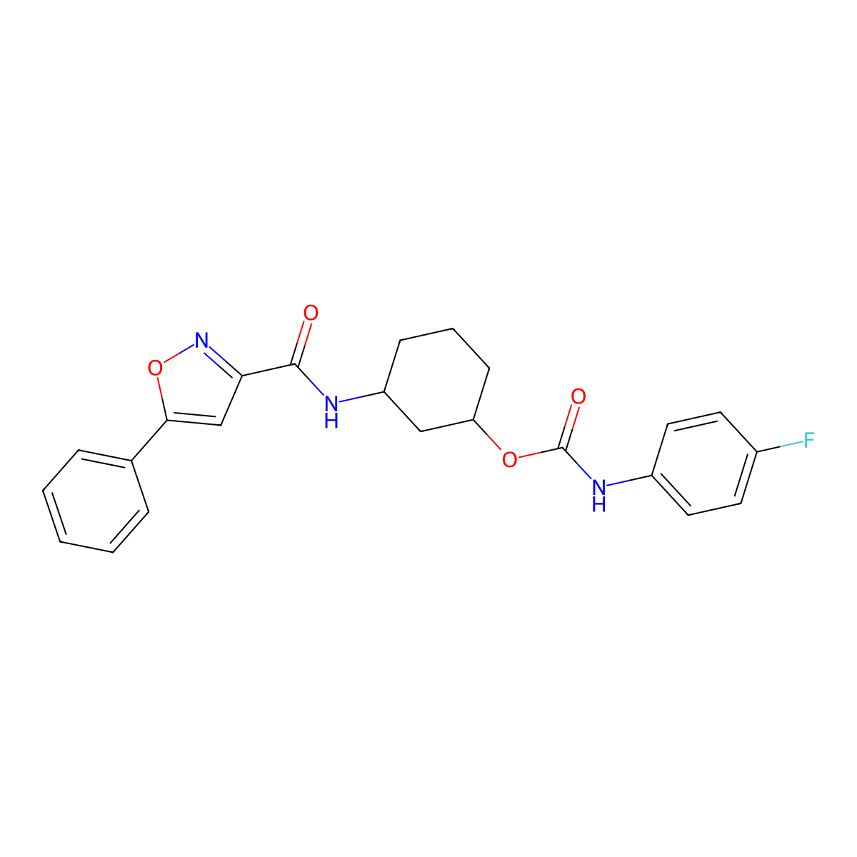 3-(5-Phenylisoxazole-3-carboxamido)cyclohexyl (4-fluorophenyl)carbamate molecular structure, CAS 1351590-54-9