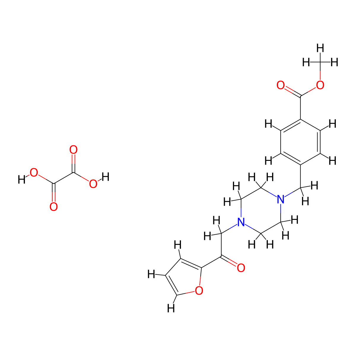Methyl 4-((4-(2-(furan-2-yl)-2-oxoethyl)piperazin-1-yl)methyl)benzoate oxalate molecular structure, CAS 1351590-55-0