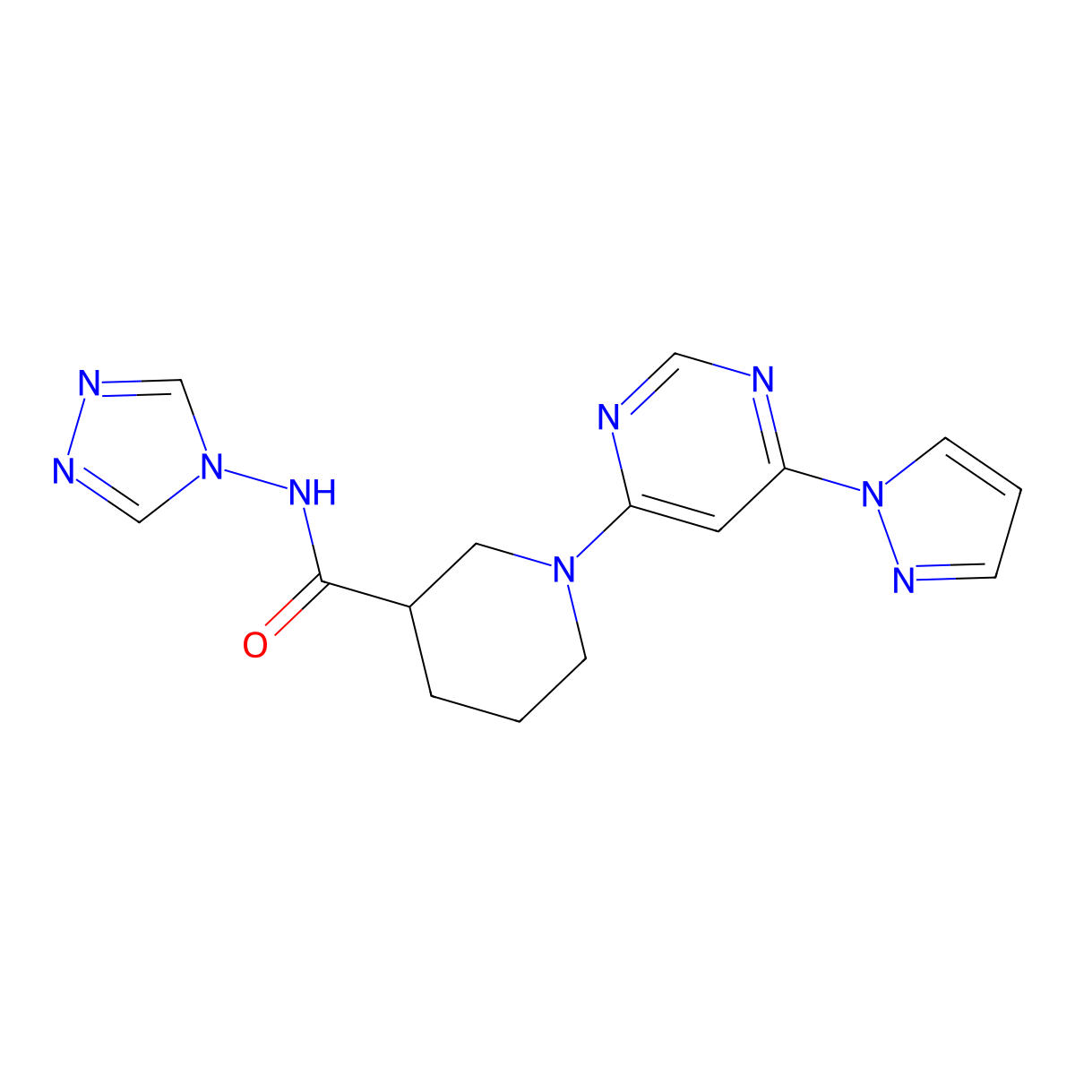 1-(6-(1H-pyrazol-1-yl)pyrimidin-4-yl)-N-(4H-1,2,4-triazol-4-yl)piperidine-3-carboxamide molecular structure, CAS 1351590-58-3