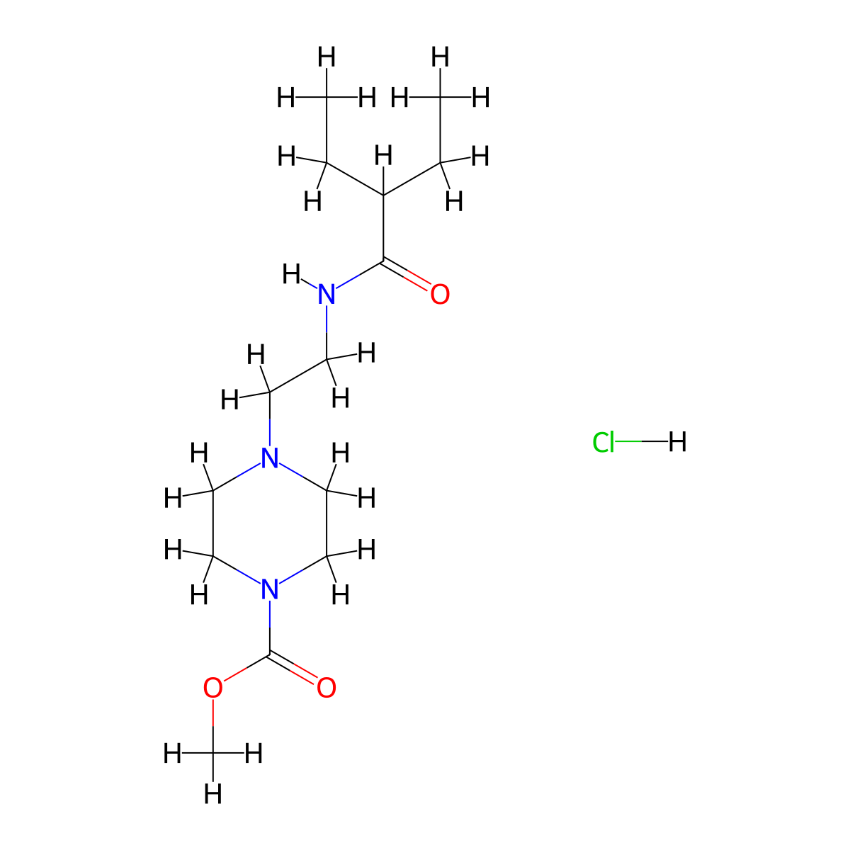 Methyl 4-(2-(2-ethylbutanamido)ethyl)piperazine-1-carboxylate hydrochloride molecular structure, CAS 1351590-88-9