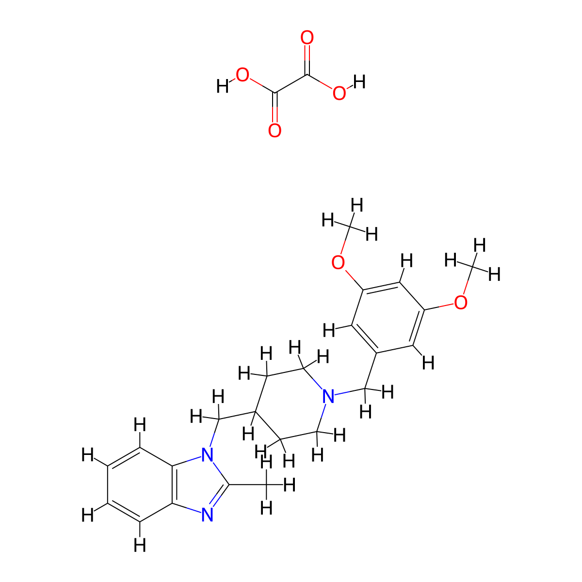 1-((1-(3,5-dimethoxybenzyl)piperidin-4-yl)methyl)-2-methyl-1H-benzo[d]imidazole oxalate molecular structure, CAS 1351590-90-3