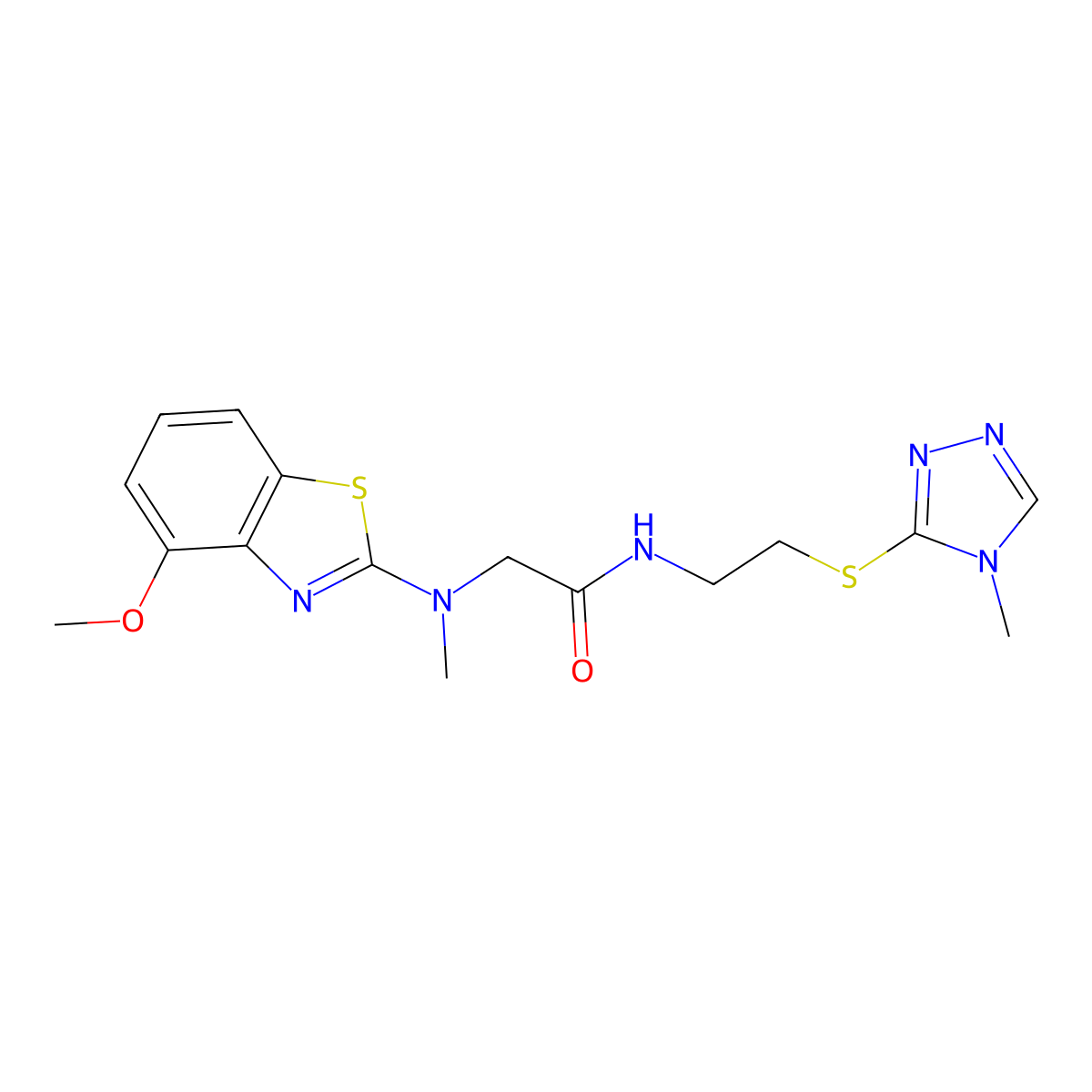 2-((4-methoxybenzo[d]thiazol-2-yl)(methyl)amino)-N-(2-((4-methyl-4H-1,2,4-triazol-3-yl)thio)ethyl)acetamide molecular structure, CAS 1351590-96-9