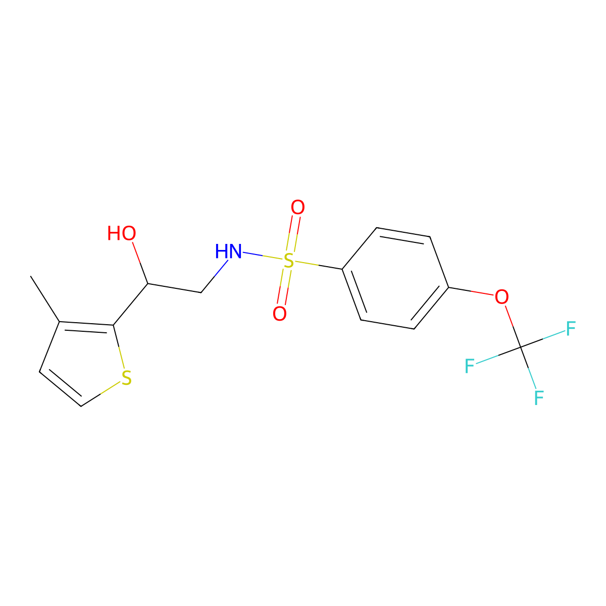 N-(2-hydroxy-2-(3-methylthiophen-2-yl)ethyl)-4-(trifluoromethoxy)benzenesulfonamide molecular structure, CAS 1351590-97-0