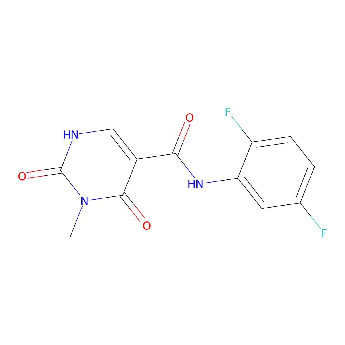 N-(2,5-difluorophenyl)-3-methyl-2,4-dioxo-1,2,3,4-tetrahydropyrimidine-5-carboxamide molecular structure, CAS 1351591-03-1