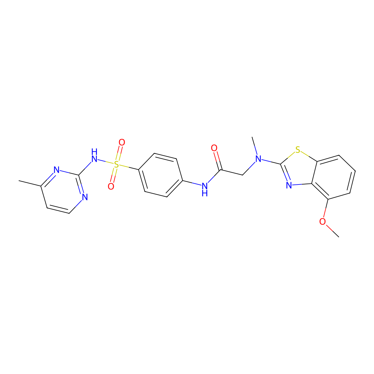 2-((4-methoxybenzo[d]thiazol-2-yl)(methyl)amino)-N-(4-(N-(4-methylpyrimidin-2-yl)sulfamoyl)phenyl)acetamide molecular structure, CAS 1351591-13-3