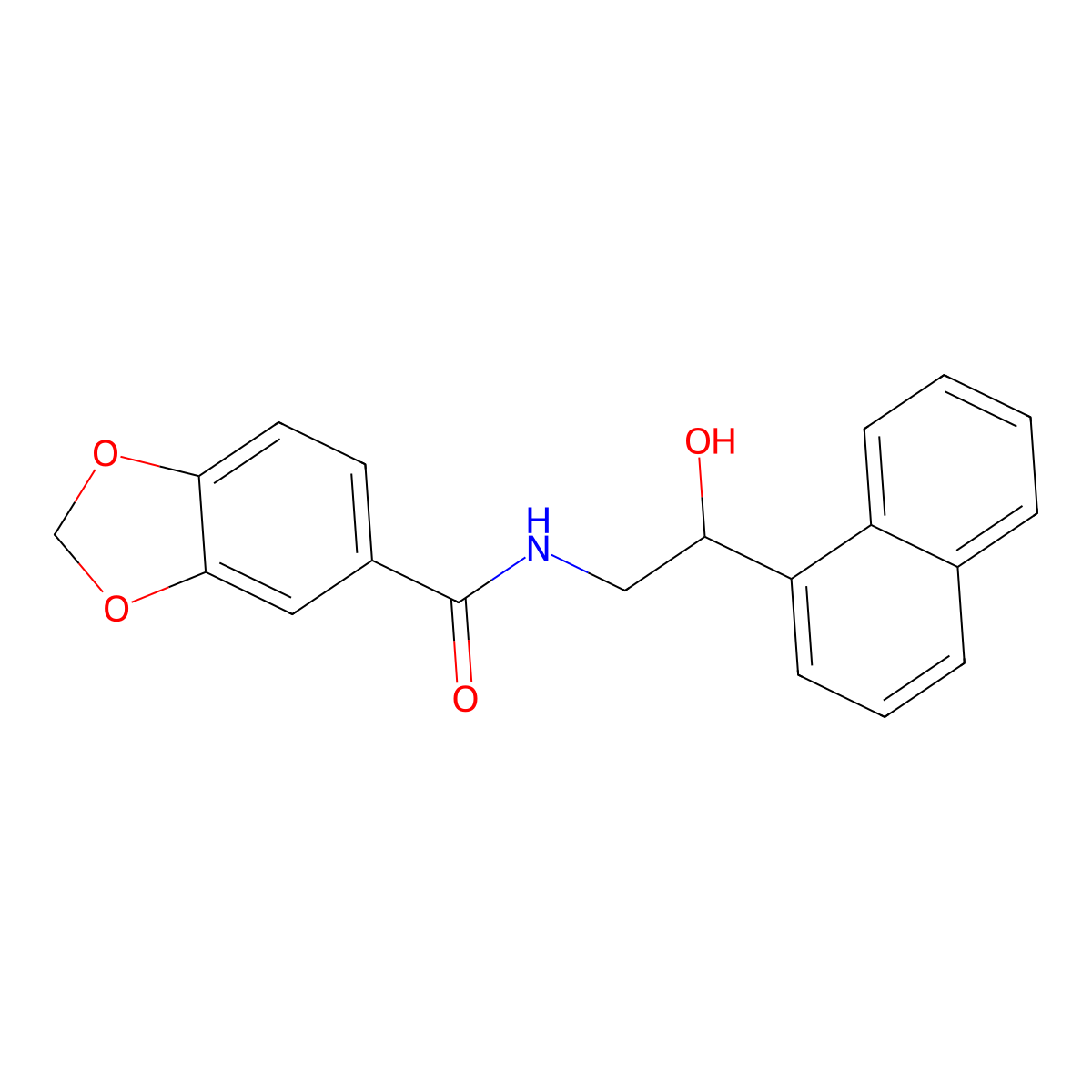 N-(2-hydroxy-2-(naphthalen-1-yl)ethyl)benzo[d][1,3]dioxole-5-carboxamide molecular structure, CAS 1351591-17-7