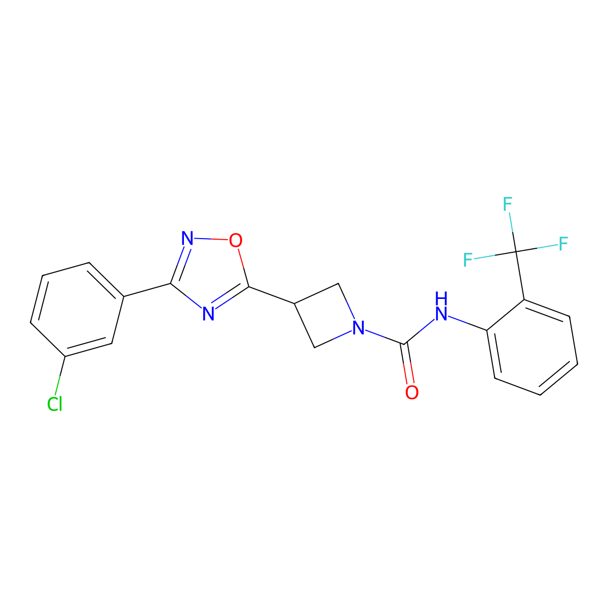 3-[3-(3-chlorophenyl)-1,2,4-oxadiazol-5-yl]-N-[2-(trifluoromethyl)phenyl]azetidine-1-carboxamide molecular structure, CAS 1351591-18-8