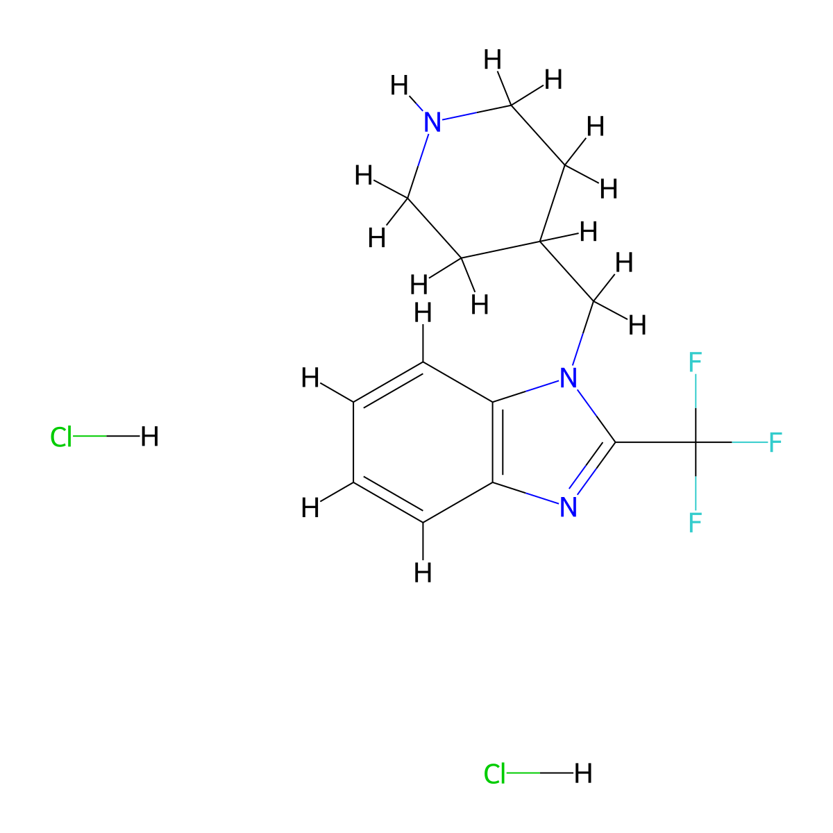 1-(piperidin-4-ylmethyl)-2-(trifluoromethyl)-1H-benzimidazole dihydrochloride molecular structure, CAS 1351591-19-9
