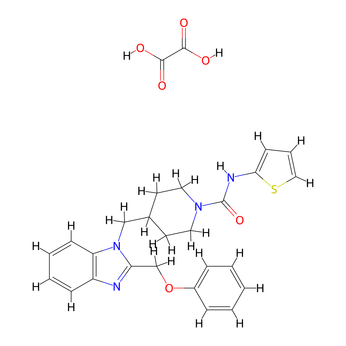 4-((2-(phenoxymethyl)-1H-benzo[d]imidazol-1-yl)methyl)-N-(thiophen-2-yl)piperidine-1-carboxamide oxalate molecular structure, CAS 1351591-24-6