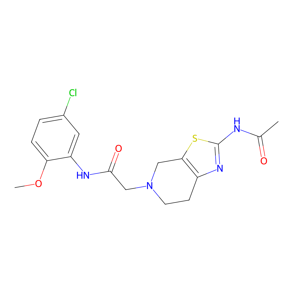 2-(2-acetamido-6,7-dihydrothiazolo[5,4-c]pyridin-5(4H)-yl)-N-(5-chloro-2-methoxyphenyl)acetamide molecular structure, CAS 1351591-29-1