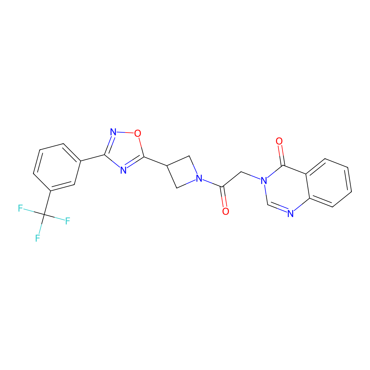 3-(2-oxo-2-(3-(3-(3-(trifluoromethyl)phenyl)-1,2,4-oxadiazol-5-yl)azetidin-1-yl)ethyl)quinazolin-4(3H)-one molecular structure, CAS 1351591-37-1