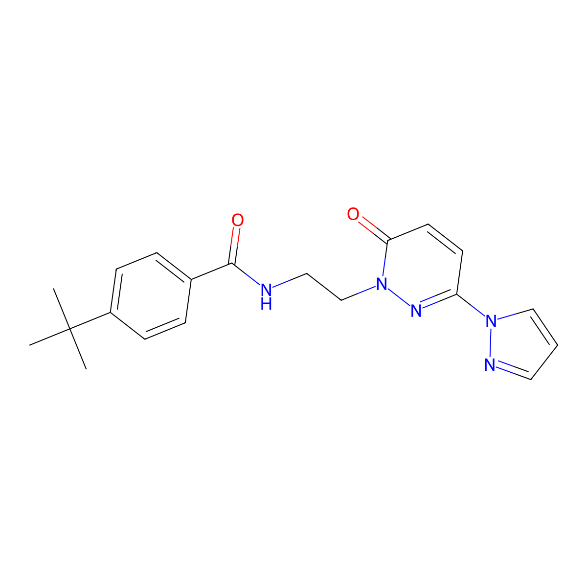 4-(tert-butyl)-N-(2-(6-oxo-3-(1H-pyrazol-1-yl)pyridazin-1(6H)-yl)ethyl)benzamide molecular structure, CAS 1351591-46-2