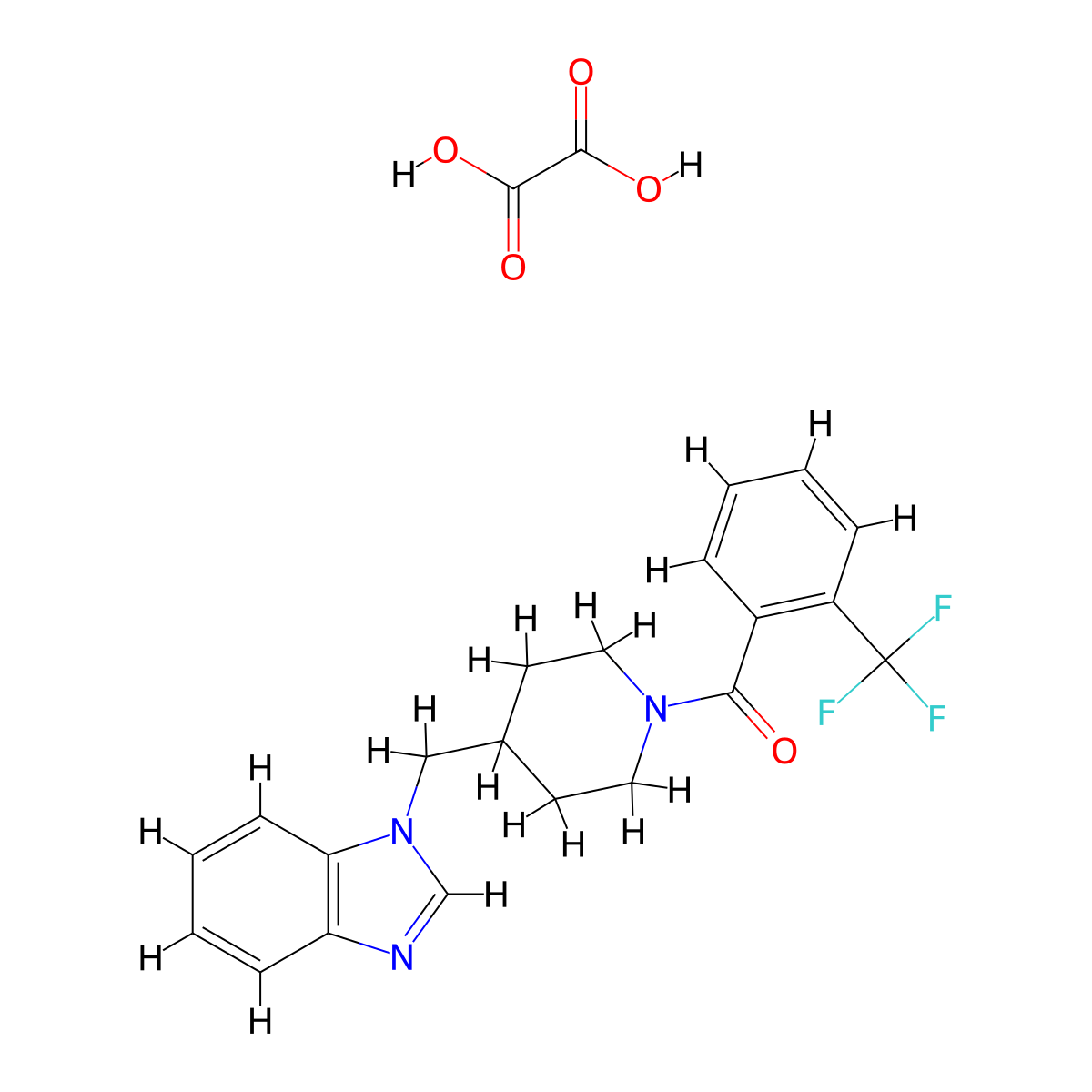 (4-((1H-benzo[d]imidazol-1-yl)methyl)piperidin-1-yl)(2-(trifluoromethyl)phenyl)methanone oxalate molecular structure, CAS 1351591-50-8
